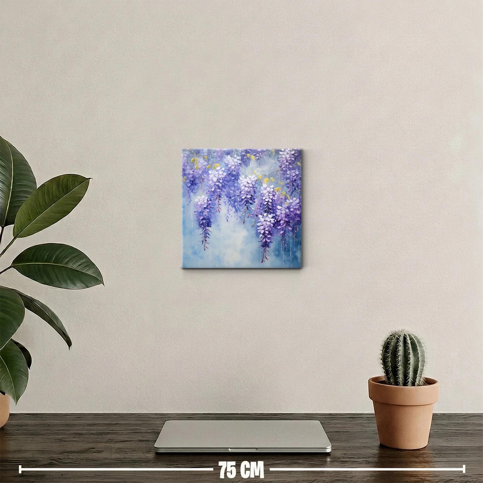 Cuadro decorativo con racimos de glicinas en tonos lavanda — miniatura 2