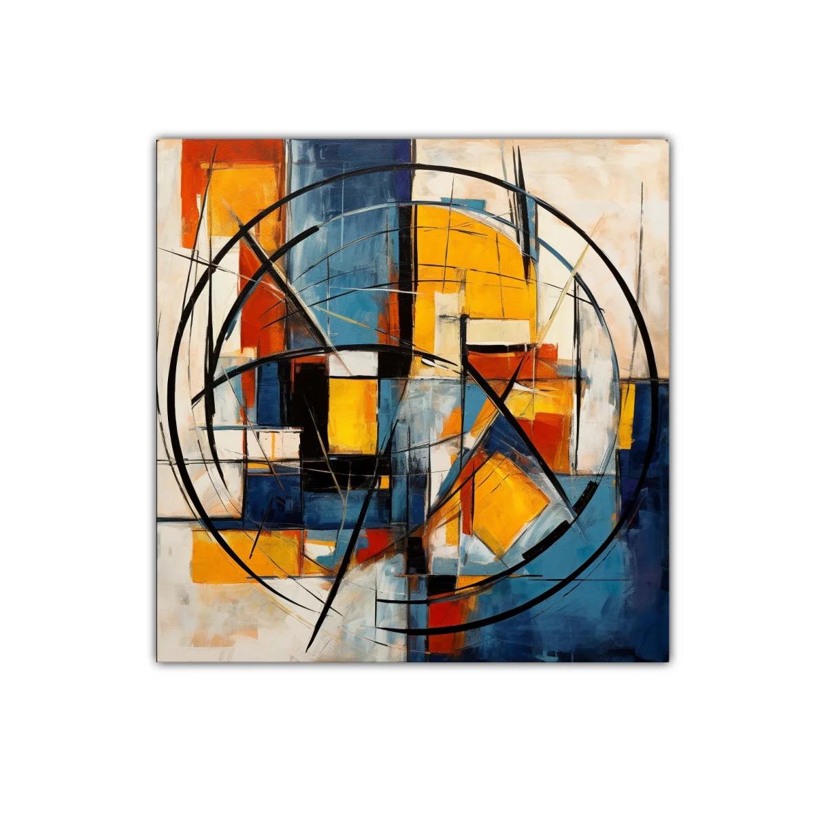 Composición abstracta en tonos cálidos y fríos equilibrados