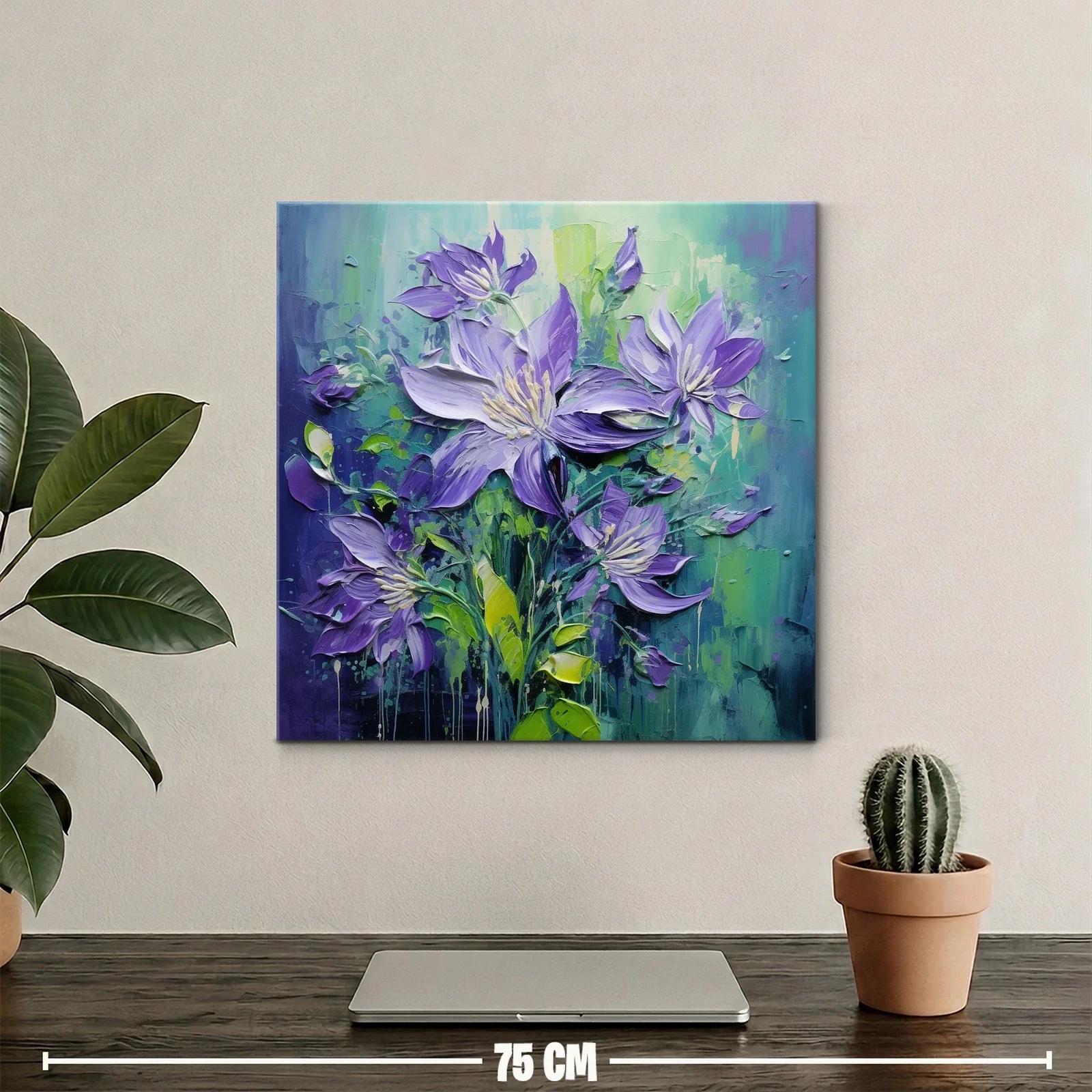 Flores púrpuras vibrantes con fondo verde y azul — miniatura 2