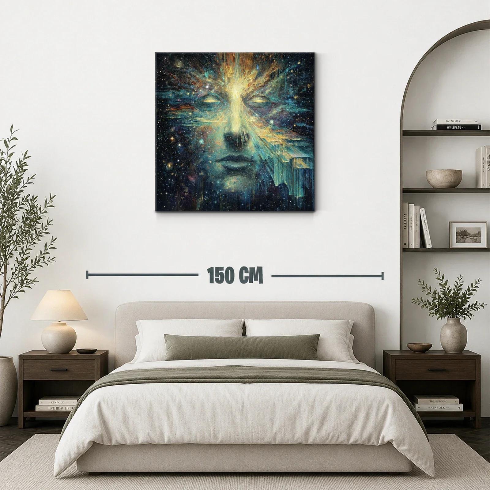 Rostro cósmico con energía luminosa y fractales celestes — miniatura 3