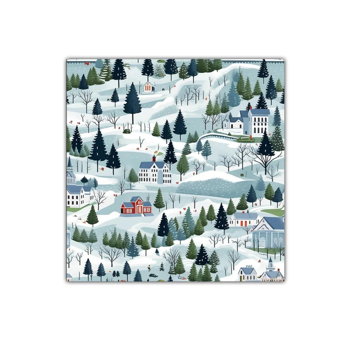 Paisaje de Invierno con Casas y Bosques Nevados — imagen principal