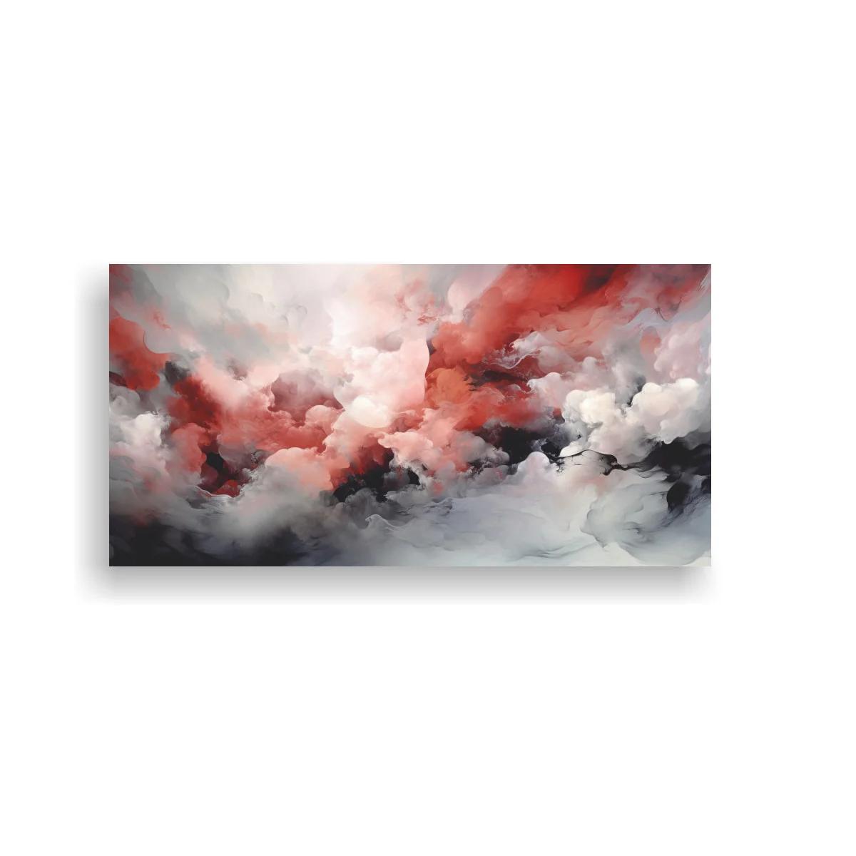 Cuadro de nubes tormentosas con manchas rojas