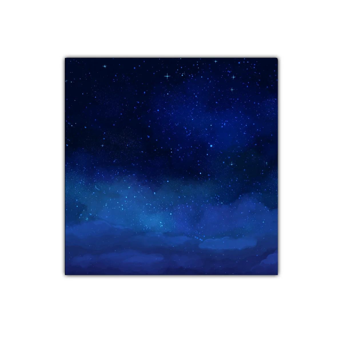 Cuadro decorativo cielo estrellado en tonos azules intensos
