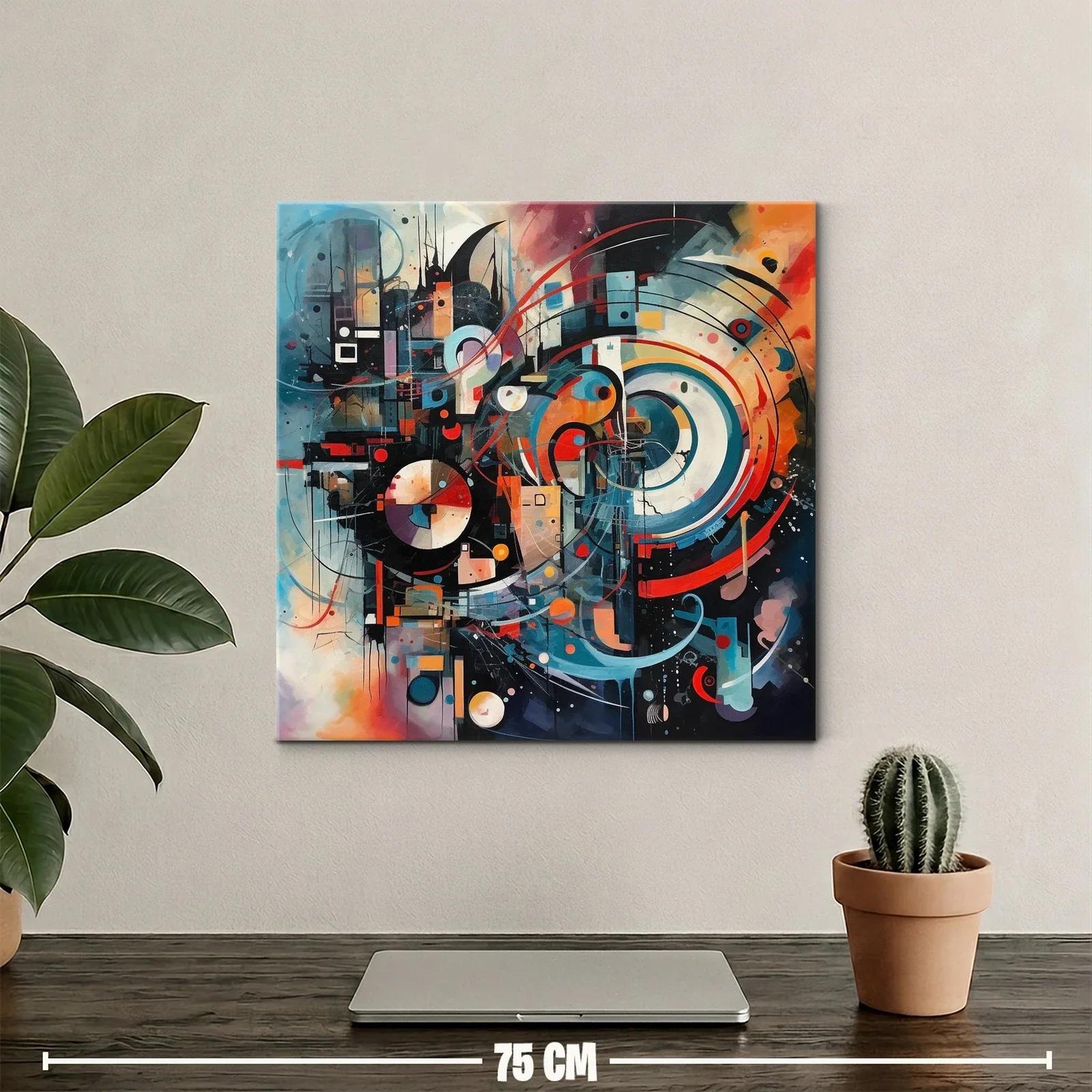 Cuadro abstracto con formas circulares y dinámicas — miniatura 2