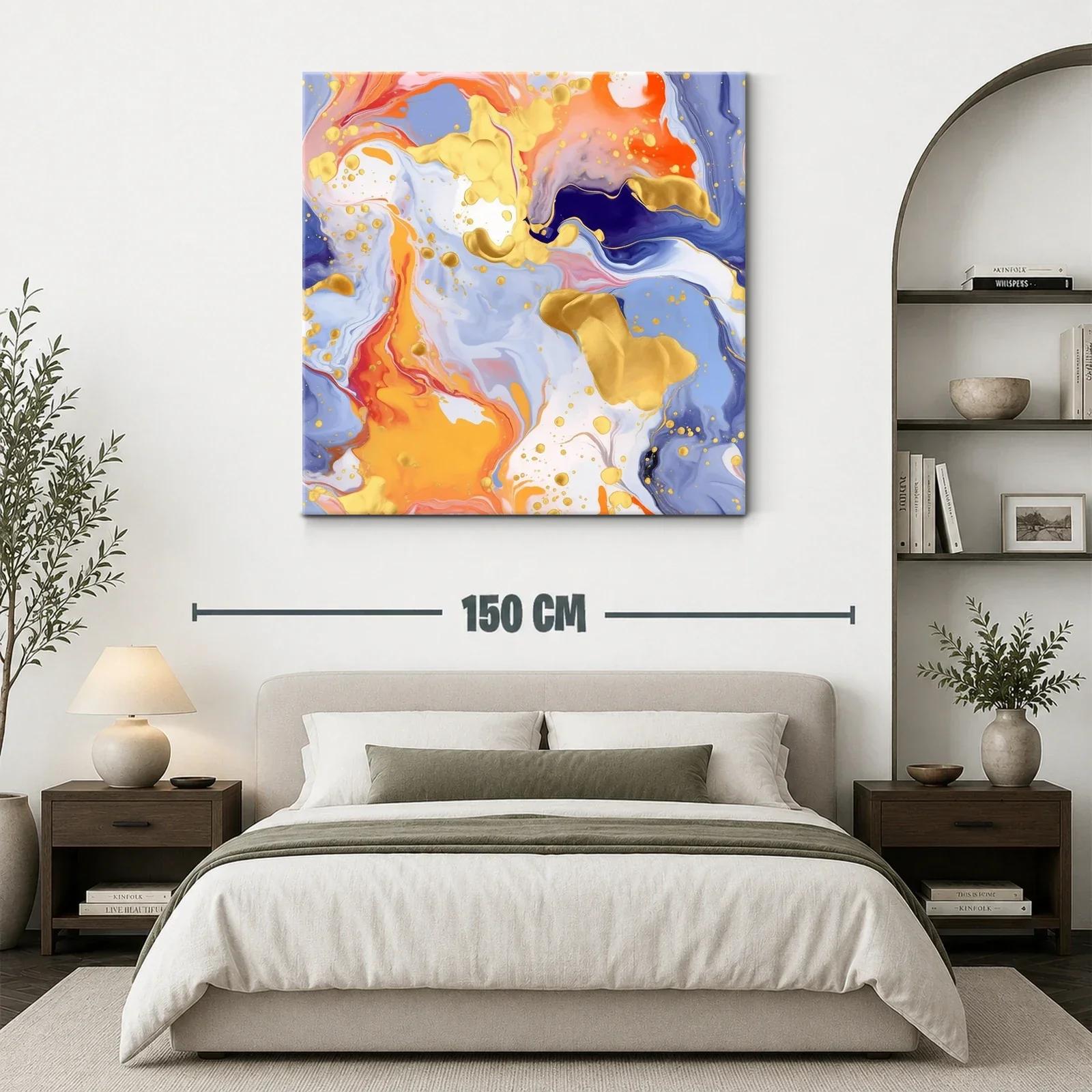Cuadro abstracto con vibrantes tonos dorados y naranjas — miniatura 3