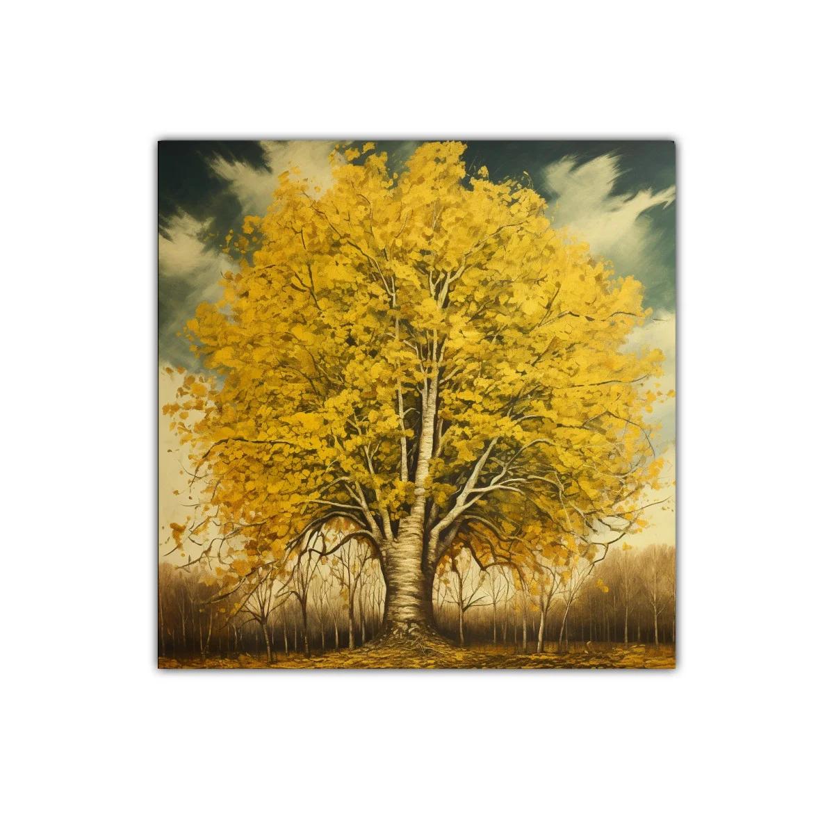 Majestuoso árbol dorado en paisaje otoñal sereno — imagen principal