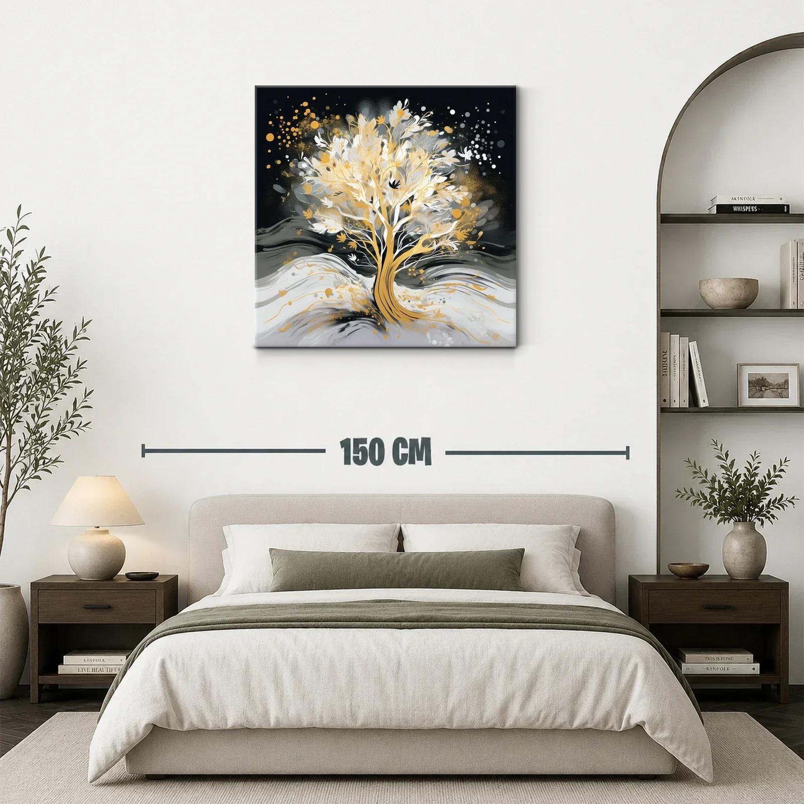 Árbol luminoso en tonos dorados y grises — miniatura 3