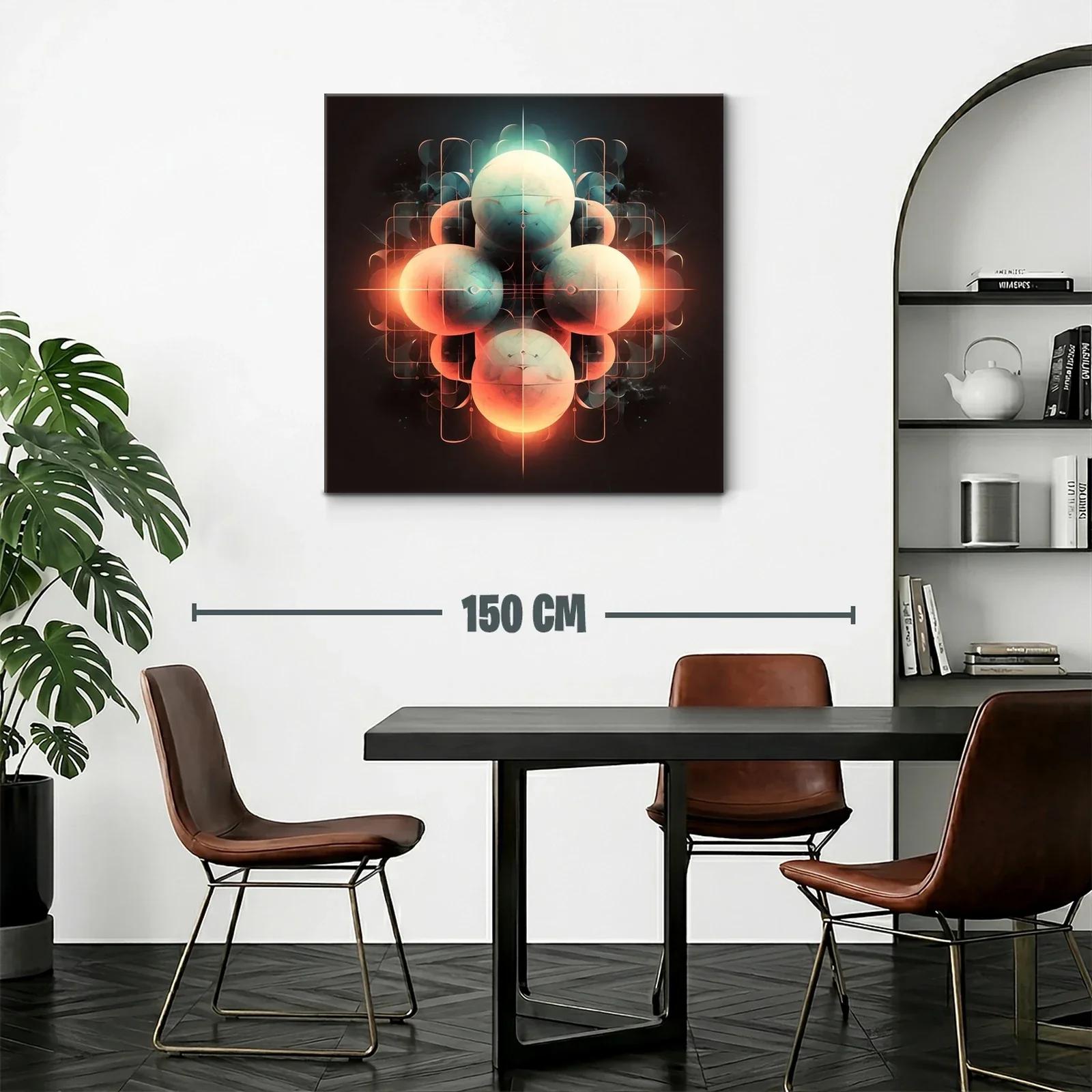 Arte abstracto con esferas luminosas en tonos cálidos y fríos — miniatura 2