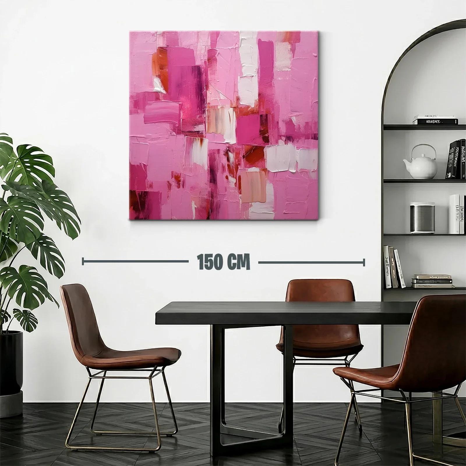 Cuadro abstracto con vibrantes tonos rosas y blancos — miniatura 2