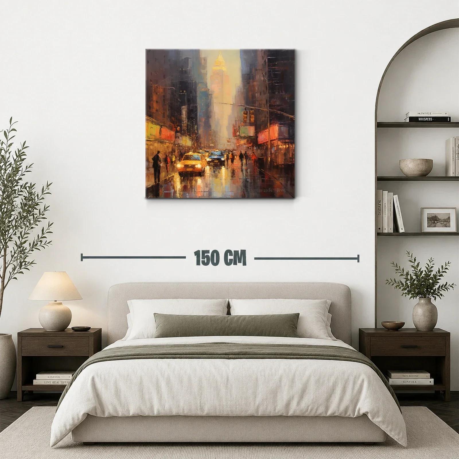 Atardecer urbano con taxis en calle lluviosa de ciudad — miniatura 3