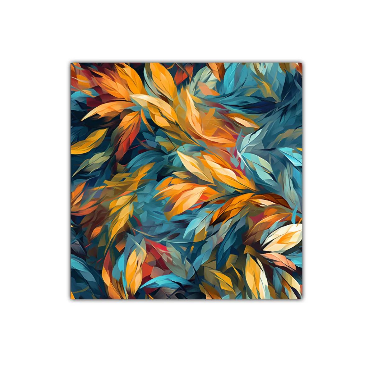 Vibrante composición de hojas en tonos cálidos y fríos — imagen principal