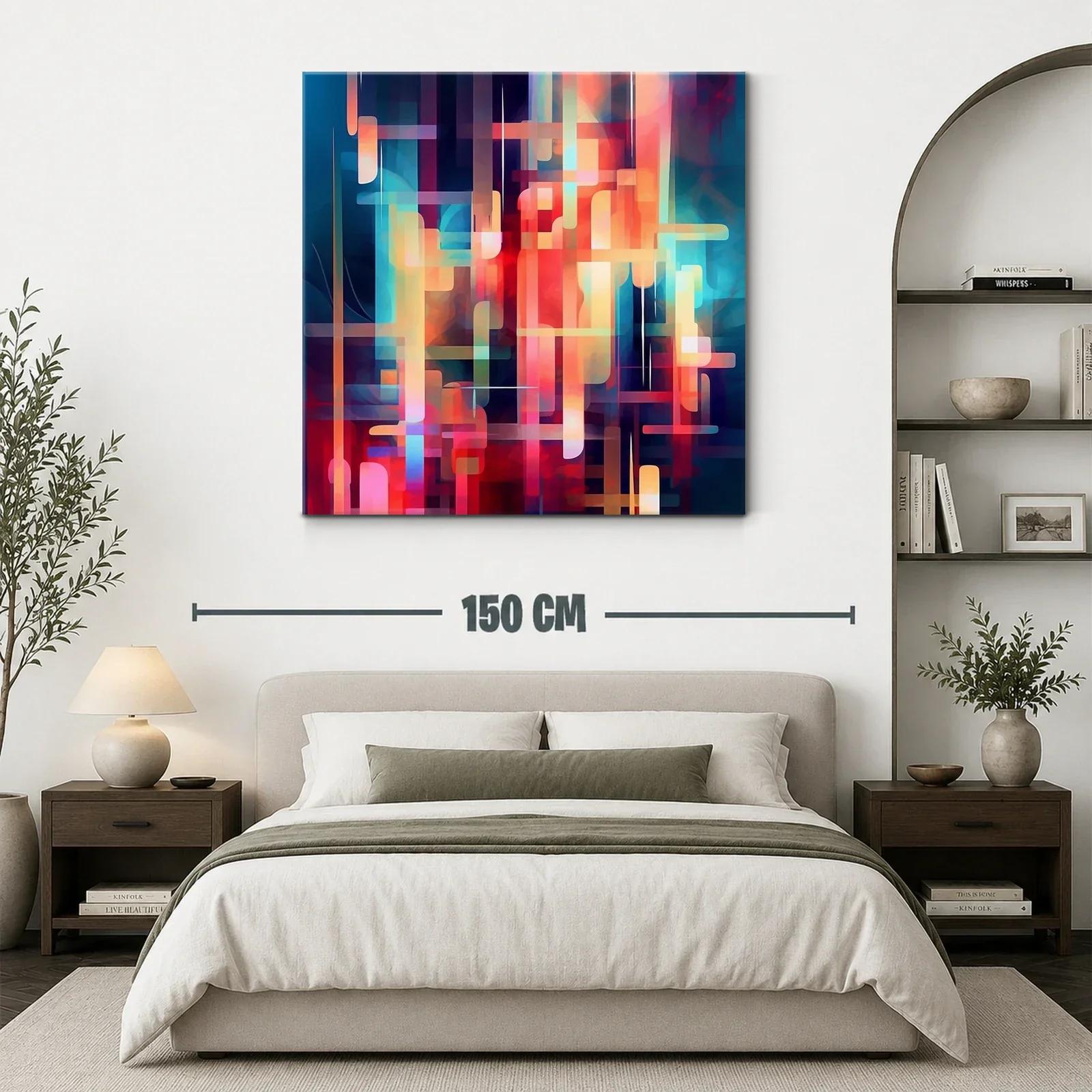 Composición abstracta vibrante con tonos cálidos y fríos — miniatura 3