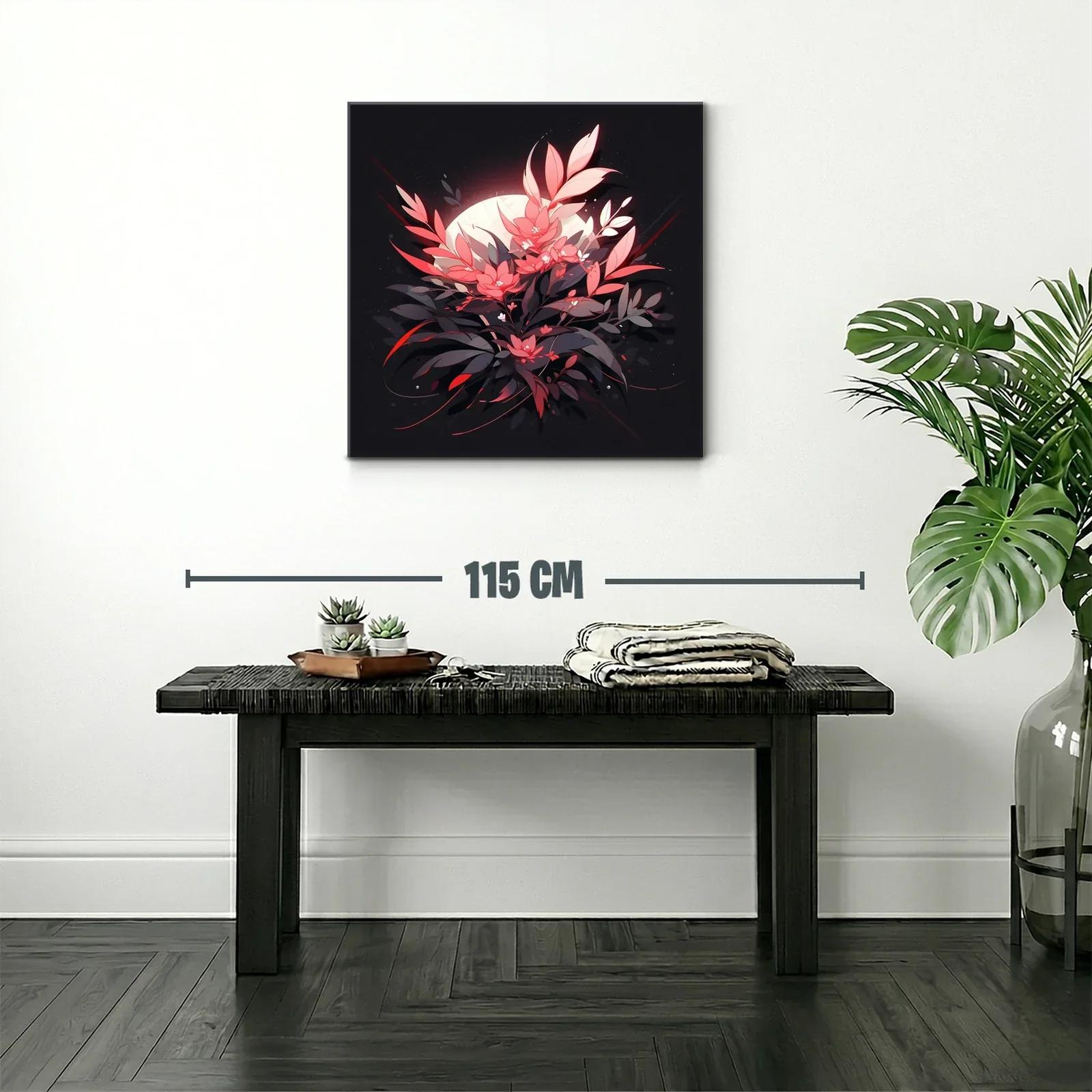 Cuadro floral luminoso con contraste en tonos rojos y negros — miniatura 2