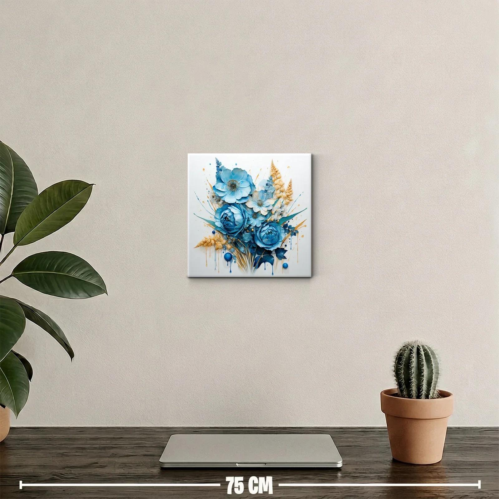 Elegante composición floral azul y dorada para decoración — miniatura 2