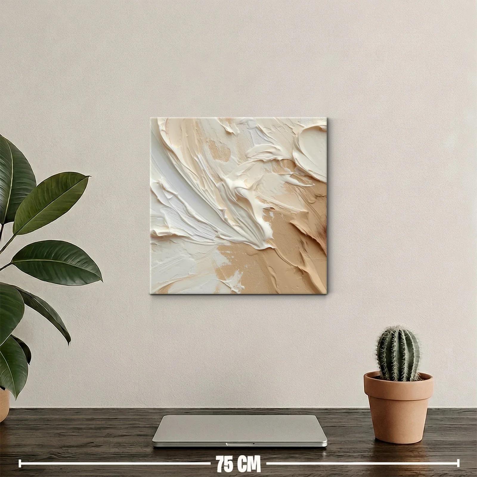 Cuadro abstracto en tonos beige y crema para ambientes cálidos — miniatura 2