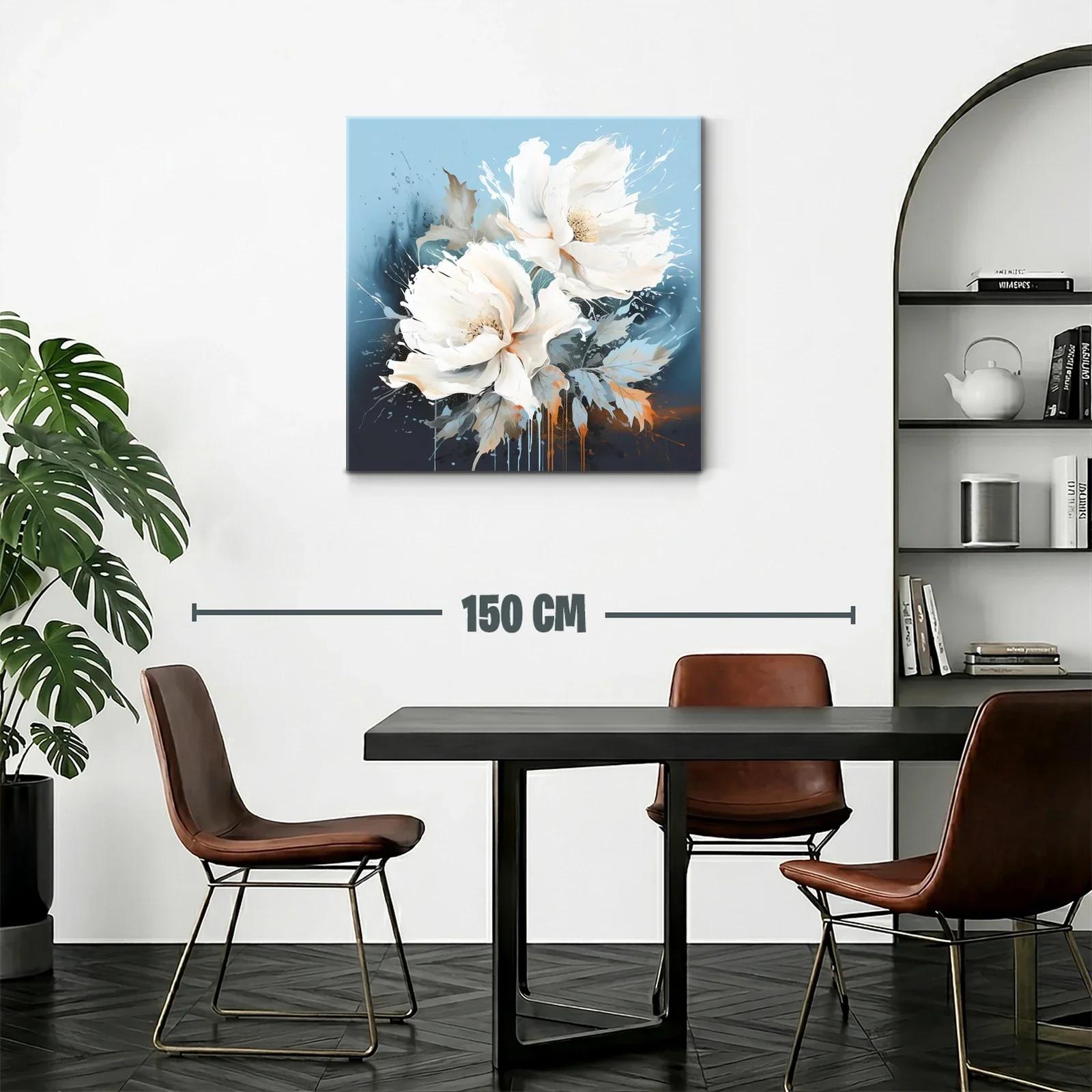 Cuadro floral en tonos suaves y vibrantes azules — miniatura 2