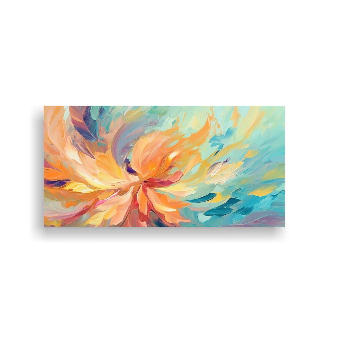 Cuadro flor abstracta con núcleo luminoso y trazos expansivos