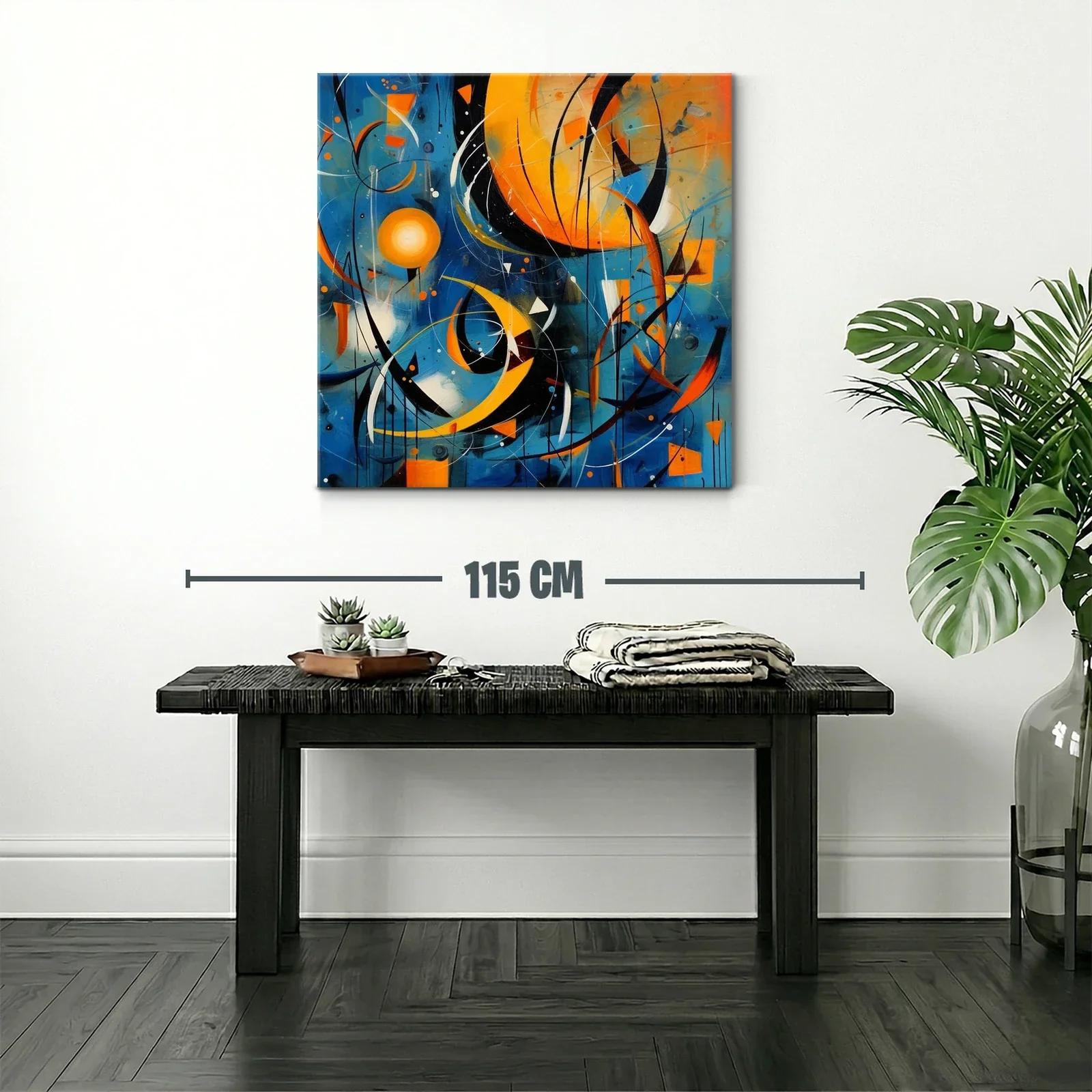 Composición dinámica en tonos azul y naranja vibrante — miniatura 2