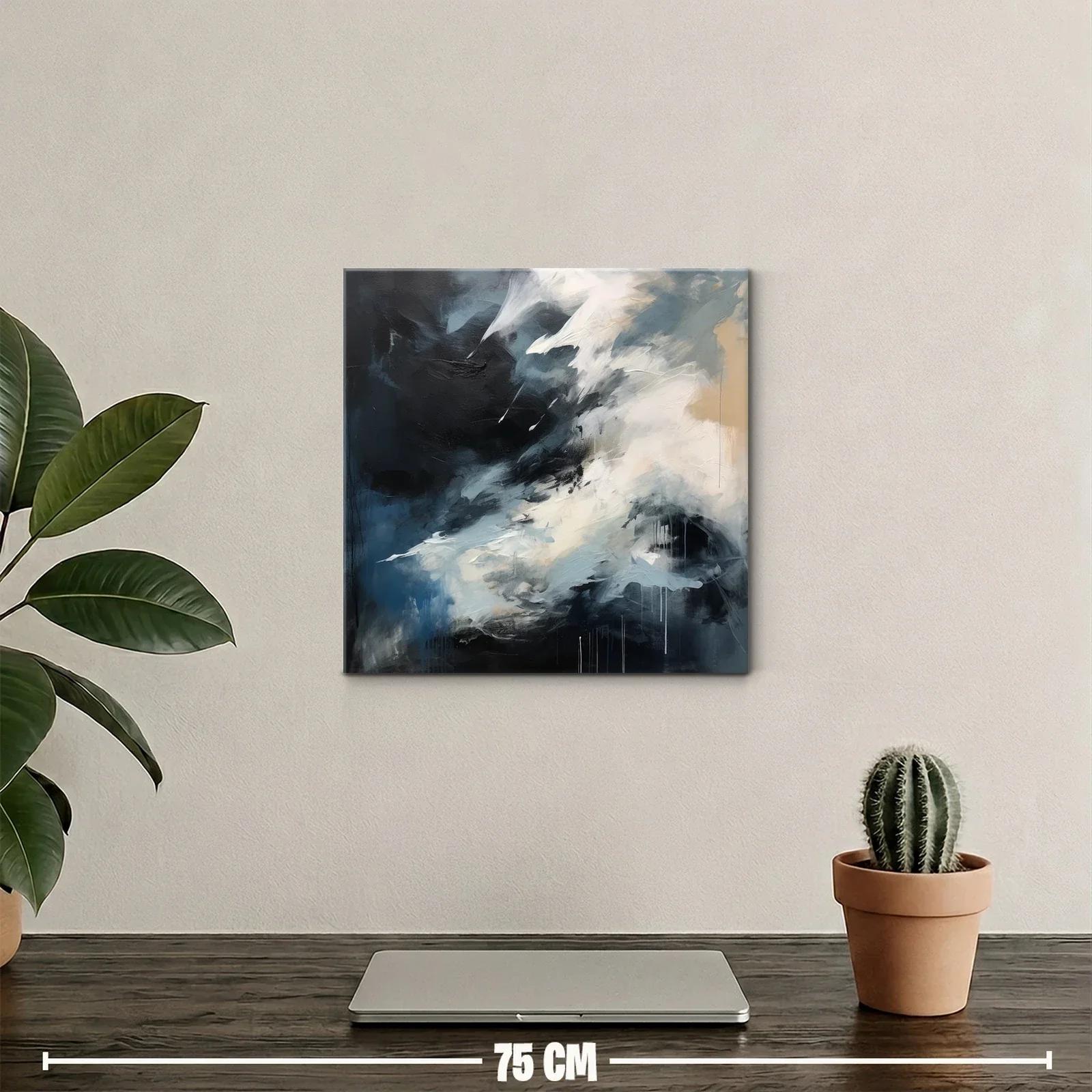 Cuadro abstracto en tonos oscuros y claros para ambientes modernos — miniatura 2