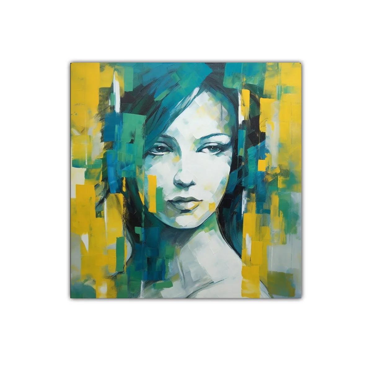 Retrato abstracto femenino con tonos vibrantes y expresivos — miniatura 1