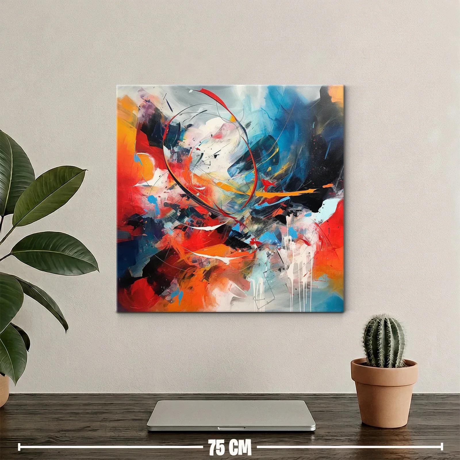 Cuadro abstracto con dinamismo en tonos vibrantes — miniatura 2