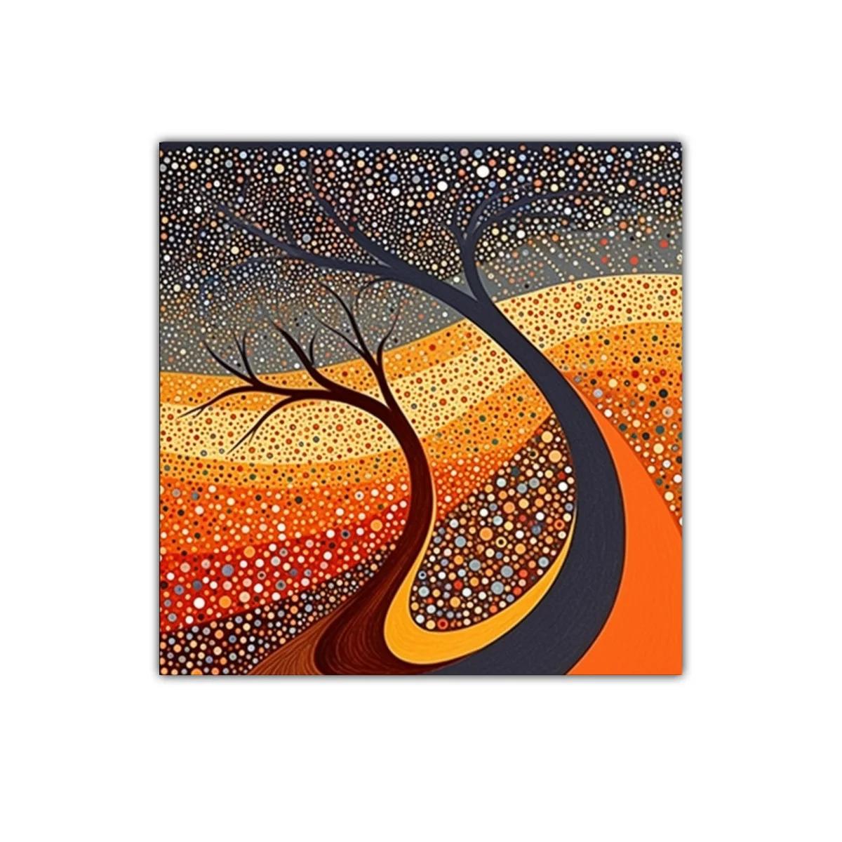 Paisaje abstracto con árboles y colores cálidos vibrantes — imagen principal