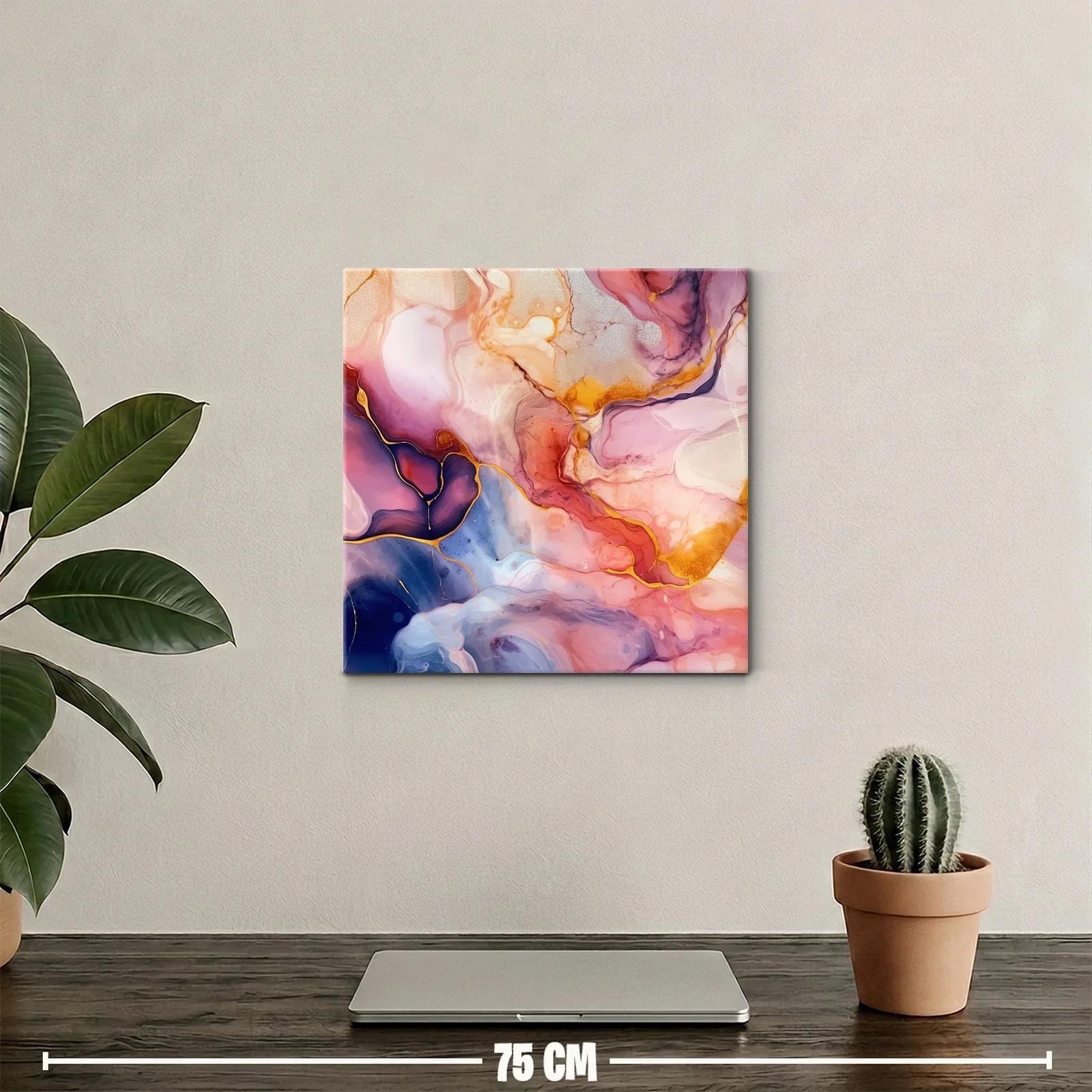 Arte abstracto fluido en tonos cálidos y fríos vibrantes — miniatura 2