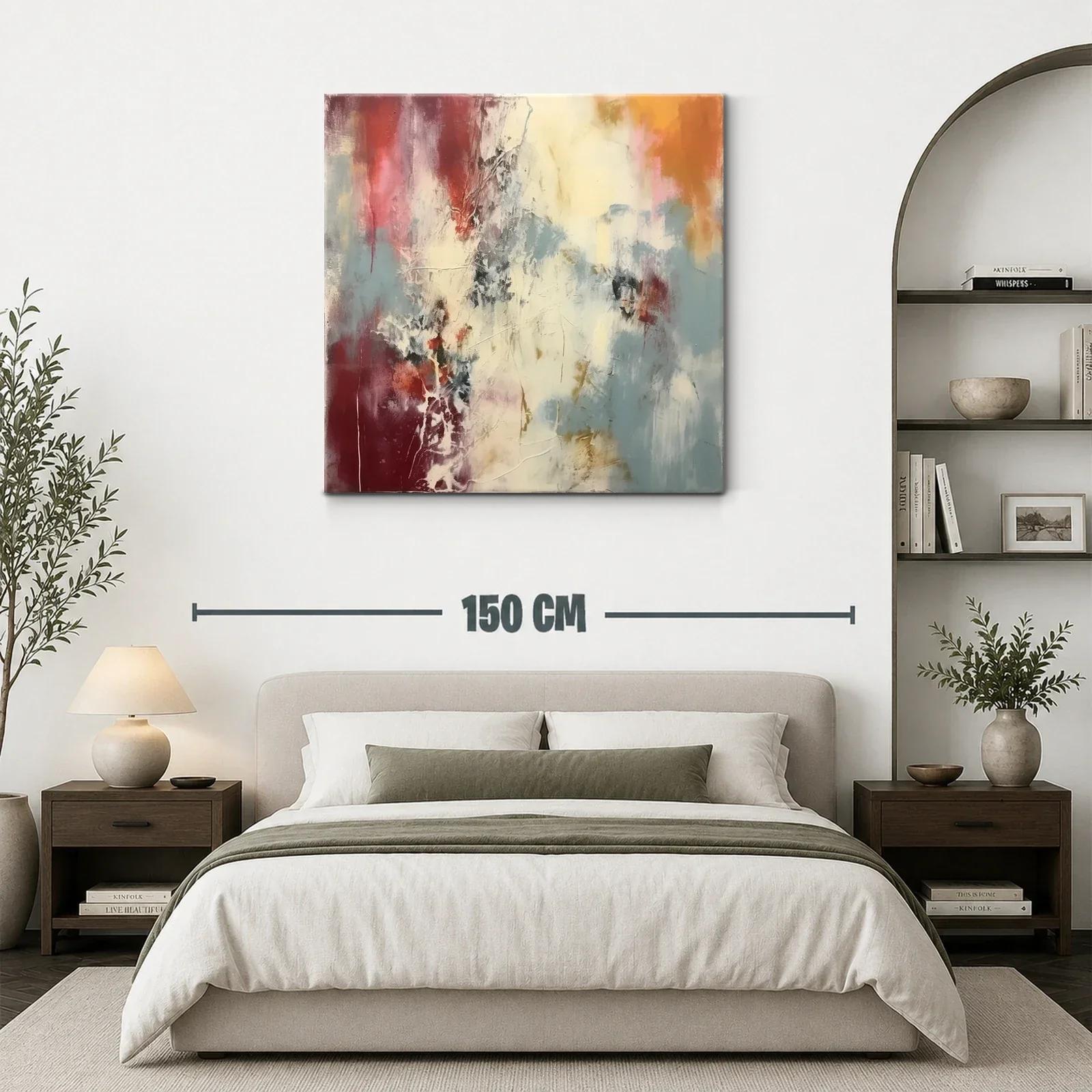 Cuadro abstracto con tonos cálidos y fríos en armonía — miniatura 3