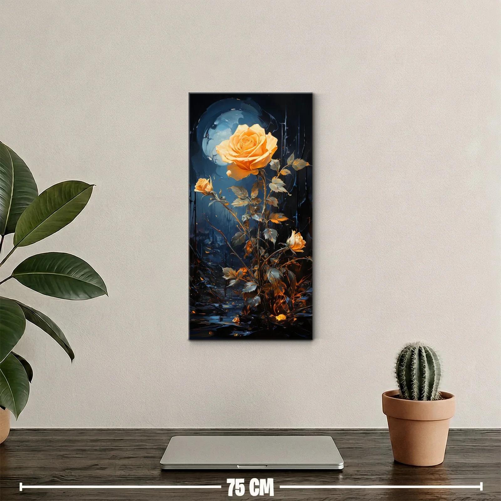 Cuadro rosa amarilla con disco luminoso y reflejos acuáticos — miniatura 2