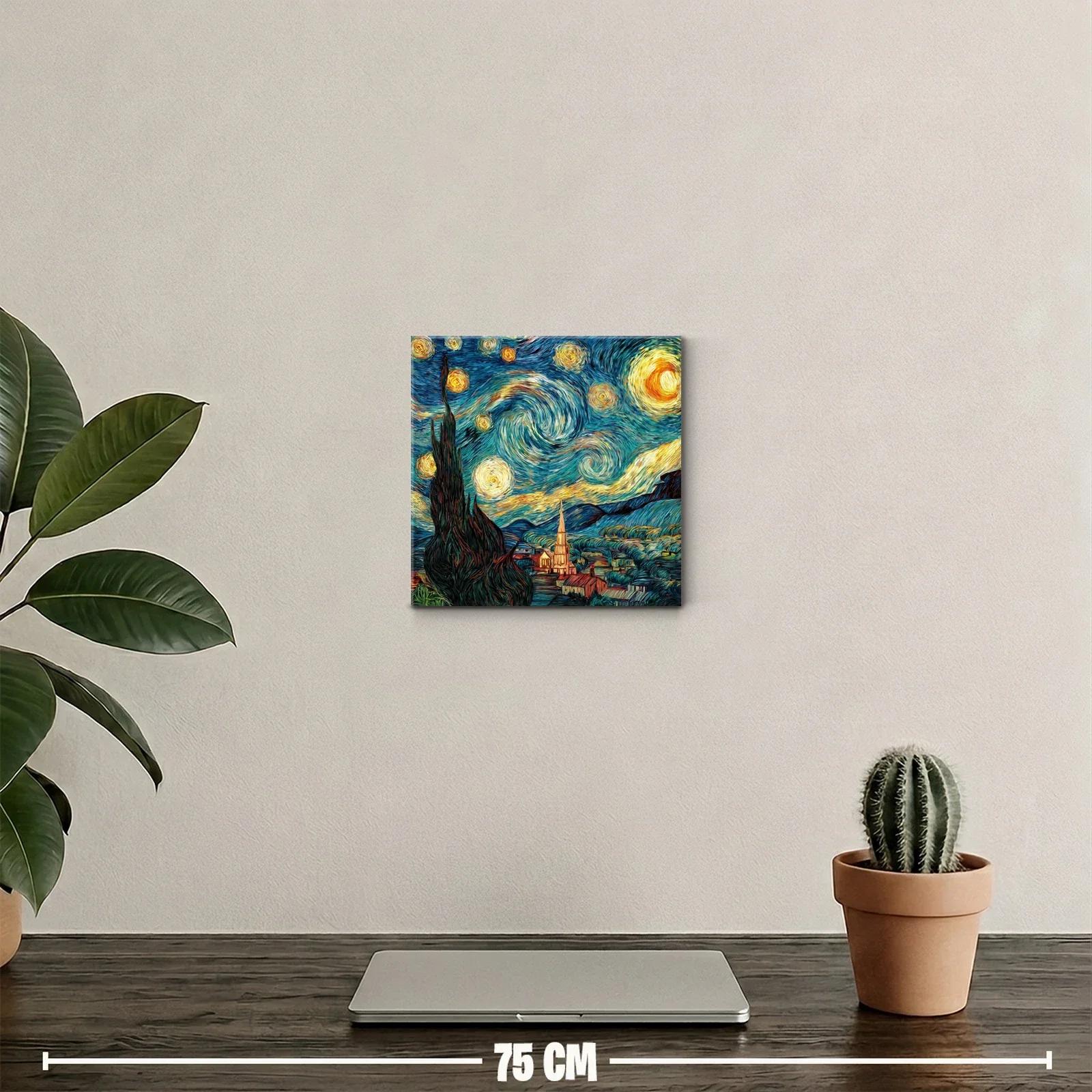 Cuadro inspirado en paisaje nocturno con cielo estrellado vibrante — miniatura 2