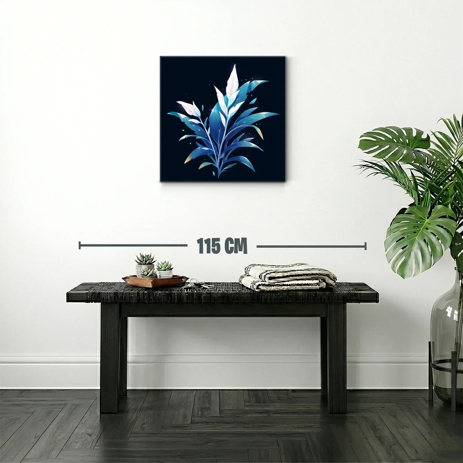 Plantas estilizadas en tonos azules y blancos sobre fondo oscuro — miniatura 2
