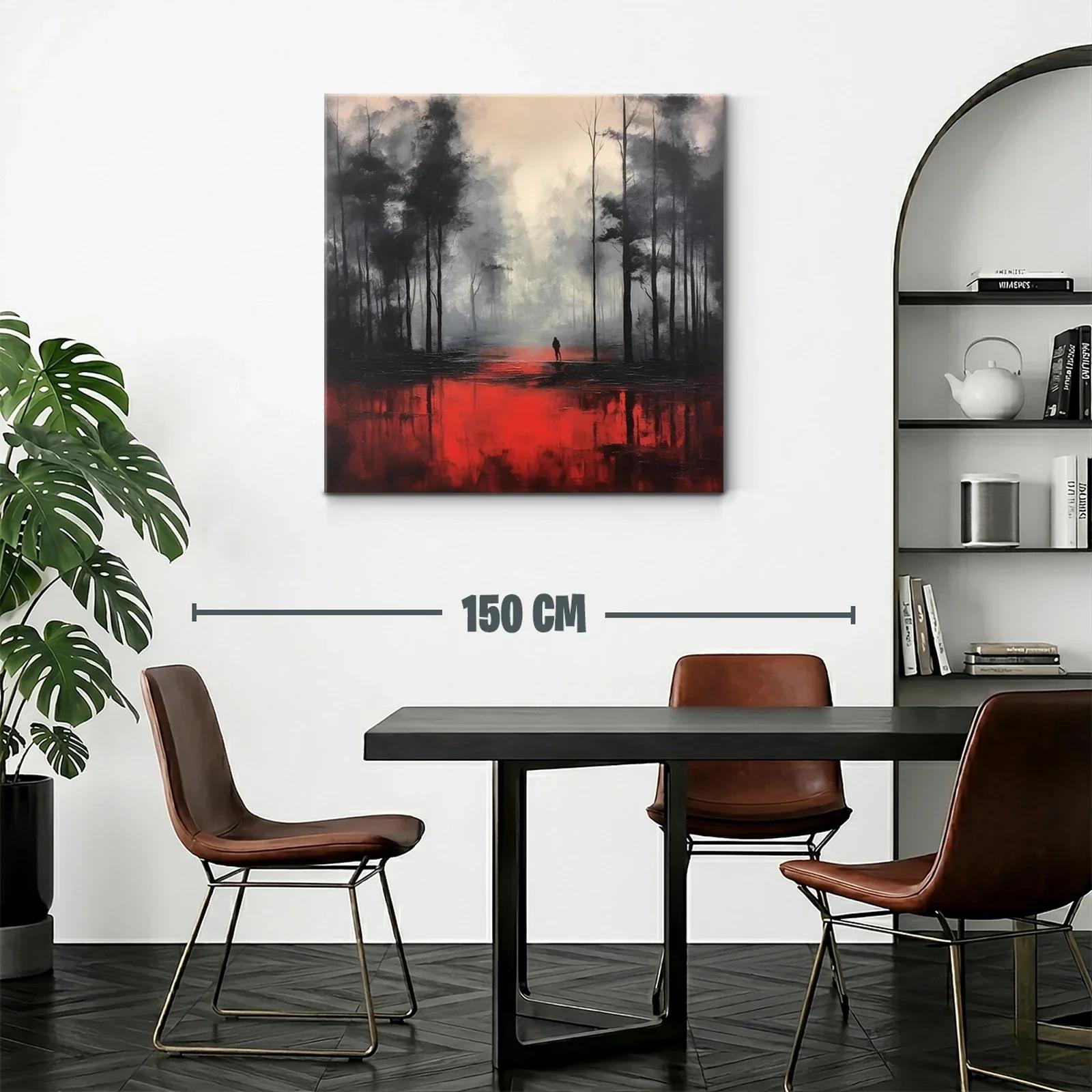 Bosque brumoso con reflejos intensos en rojo vibrante — miniatura 2