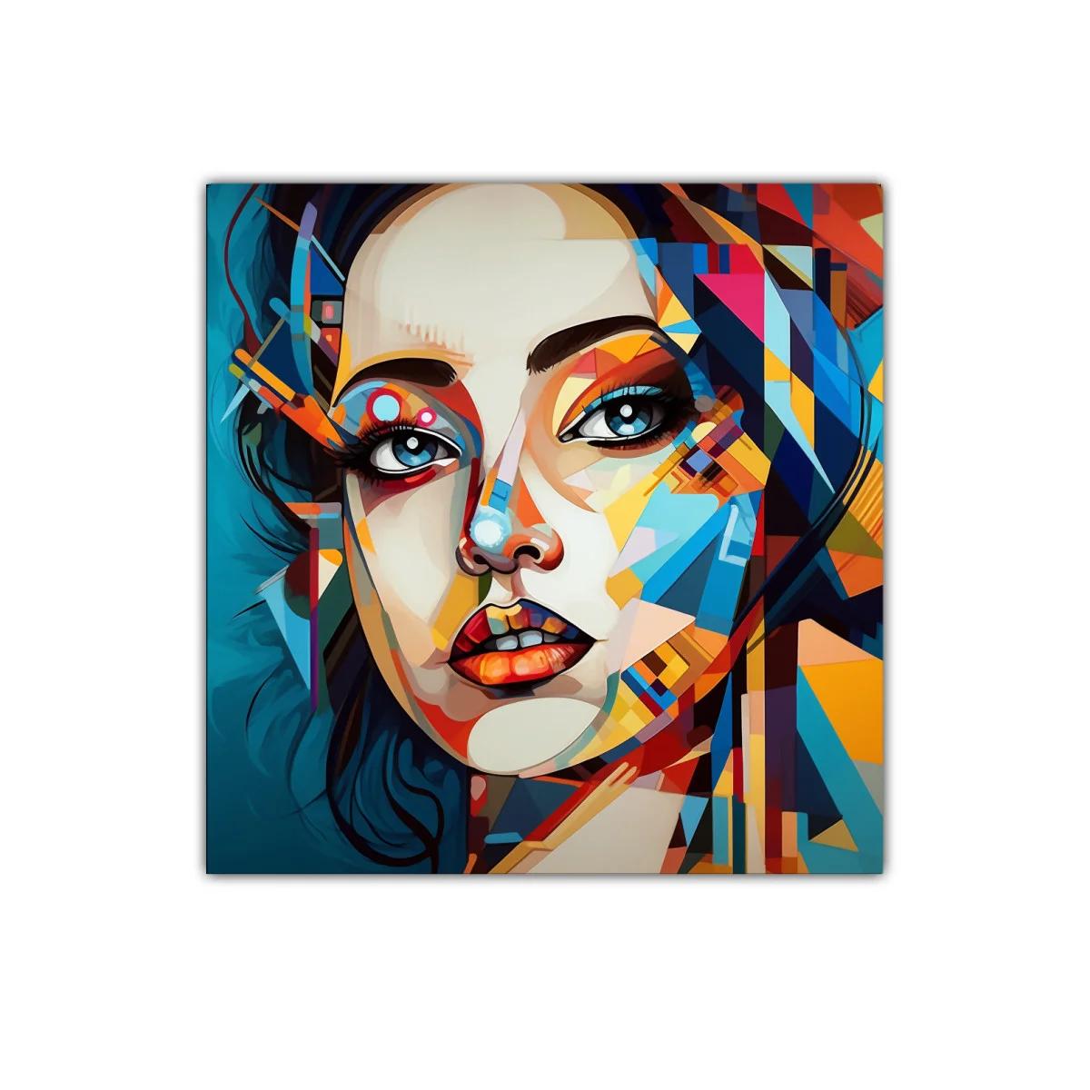 Retrato moderno con vibrantes formas geométricas y colores vivos — imagen principal