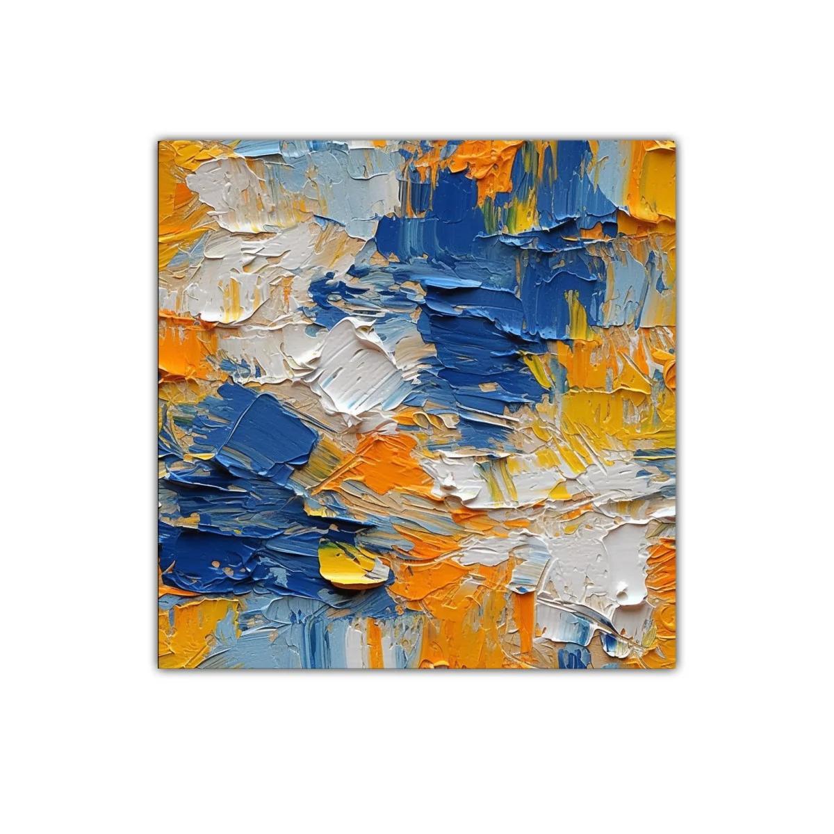 Cuadro abstracto vibrante en tonos azules y naranjas intensos — imagen principal