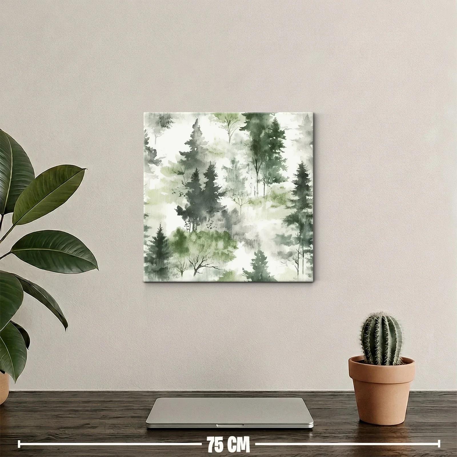 Tranquilo bosque en tonos verdes y grises suaves — miniatura 2
