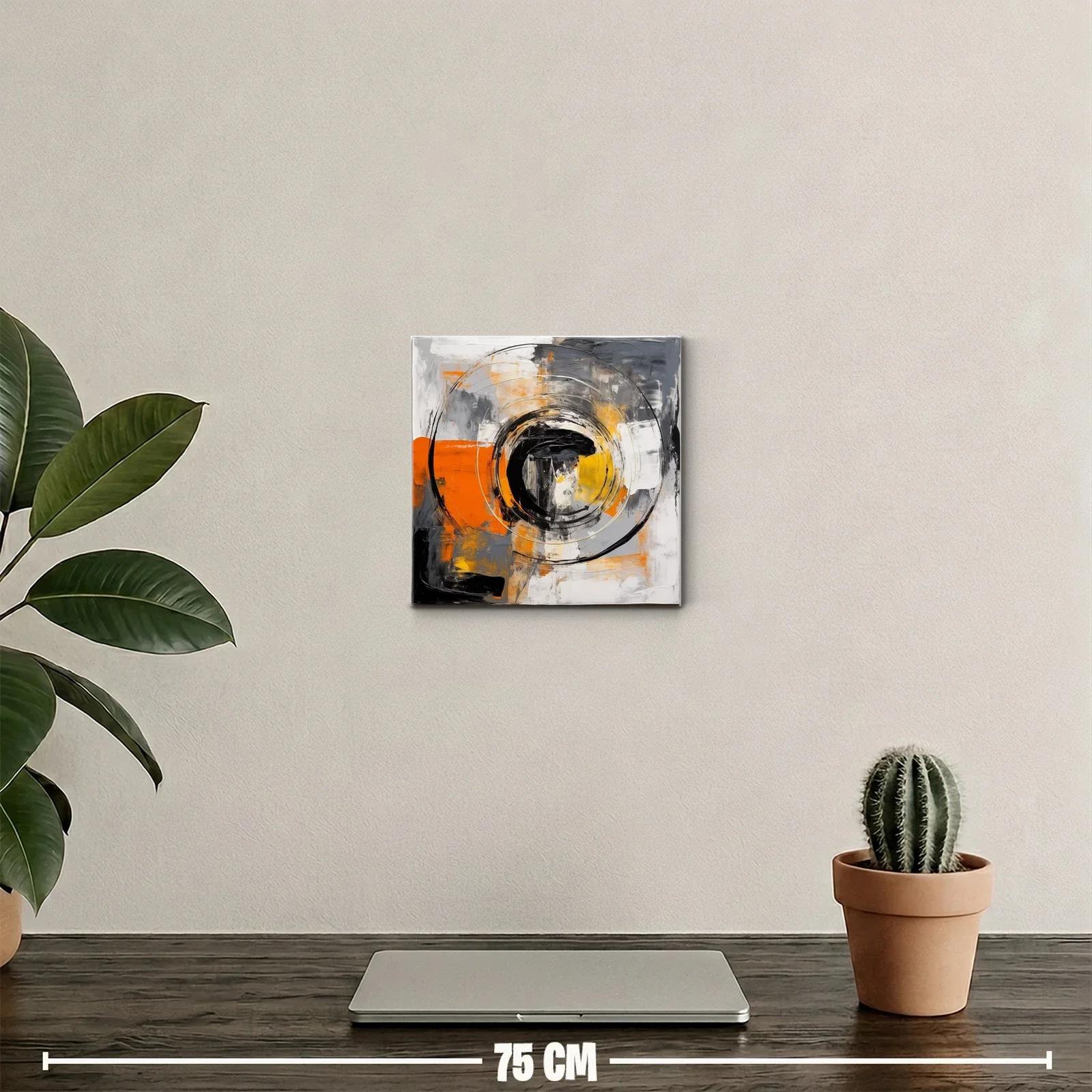 Cuadro abstracto con círculos y tonos cálidos vibrantes — miniatura 2