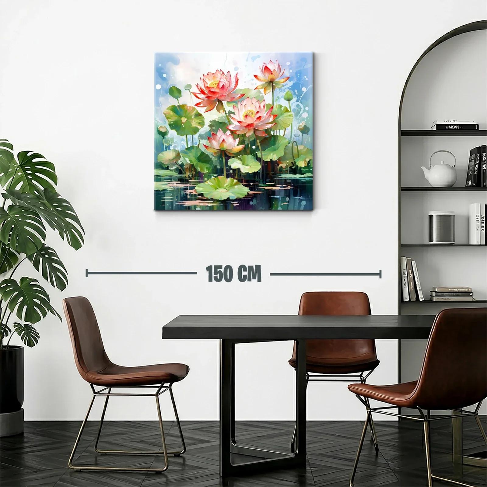 Cuadro Lotus en agua con tonos suaves y vibrantes — miniatura 2