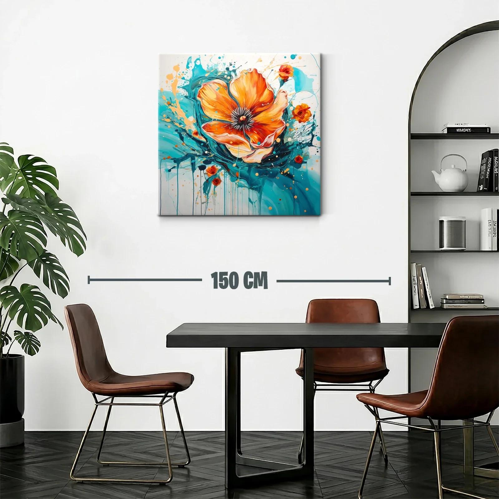 Flor vibrante en tonos turquesa y naranja dinámicos — miniatura 2