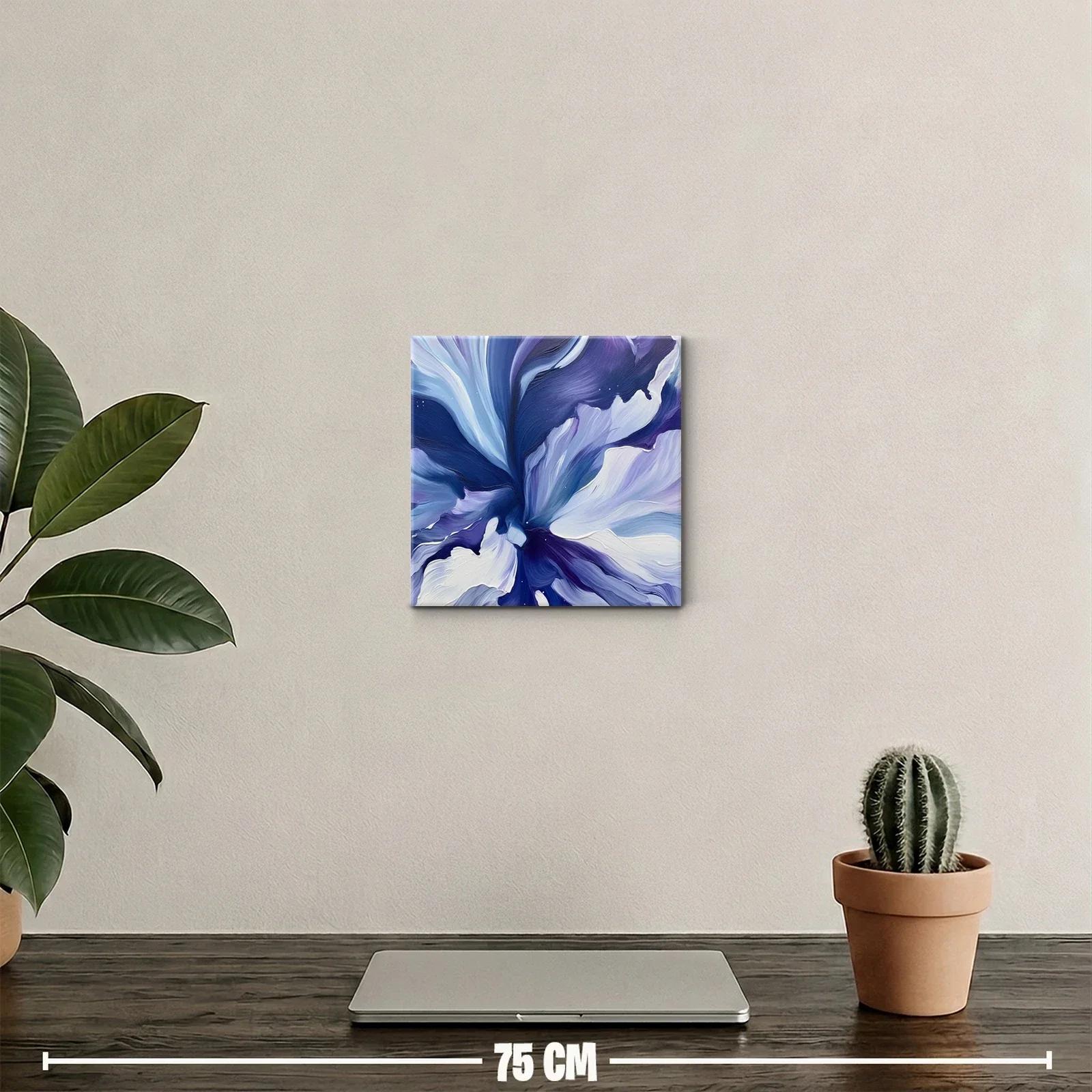 Cuadro decorativo con elegante flor en tonos azules y violetas — miniatura 2