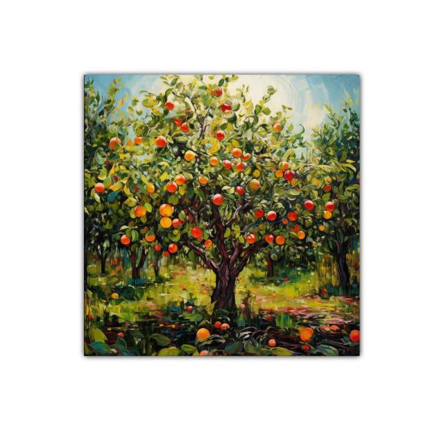 Cítricos en Jardín Luminoso con Riqueza de Colores