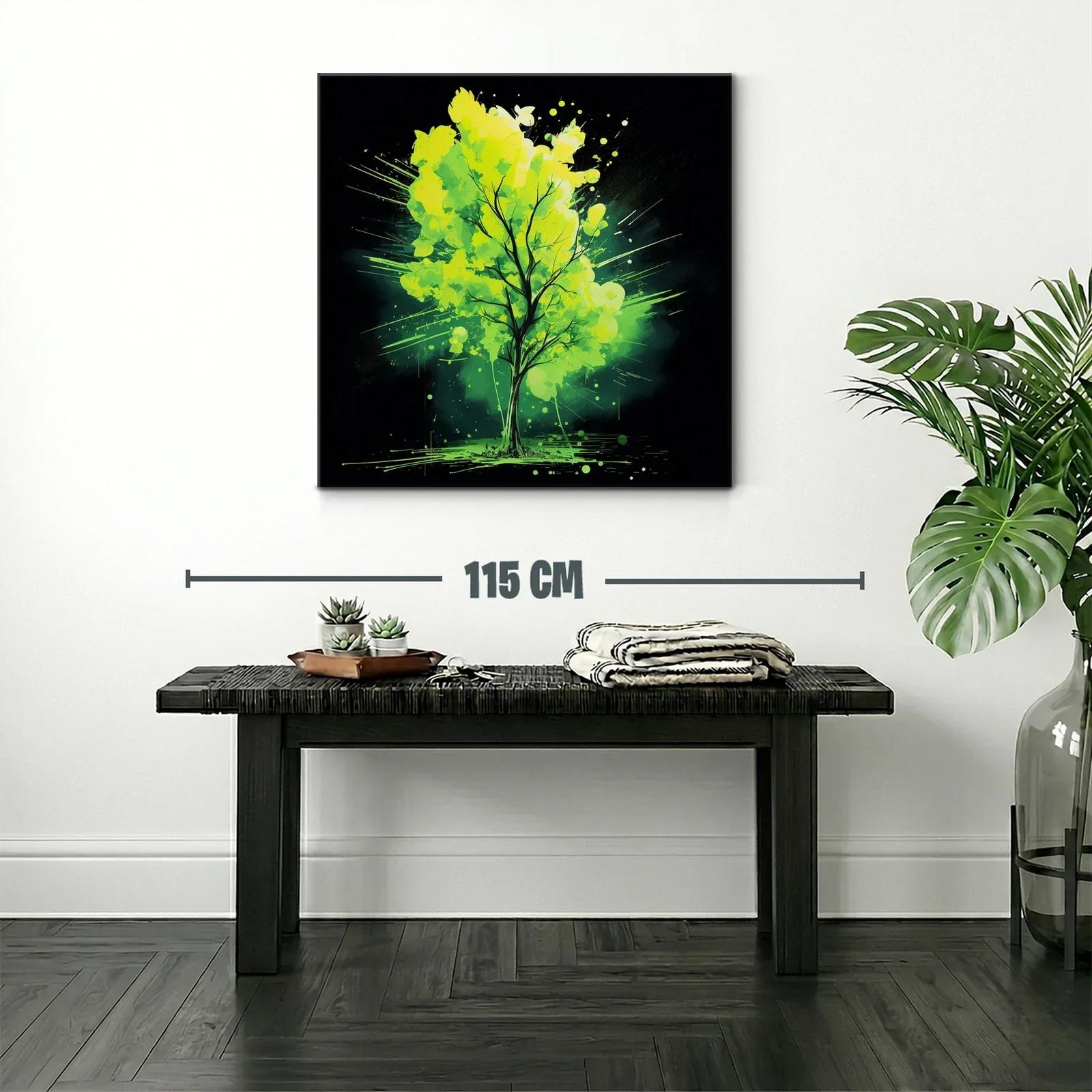 Cuadro vibrante de árbol con tonos verdes y negros — miniatura 2
