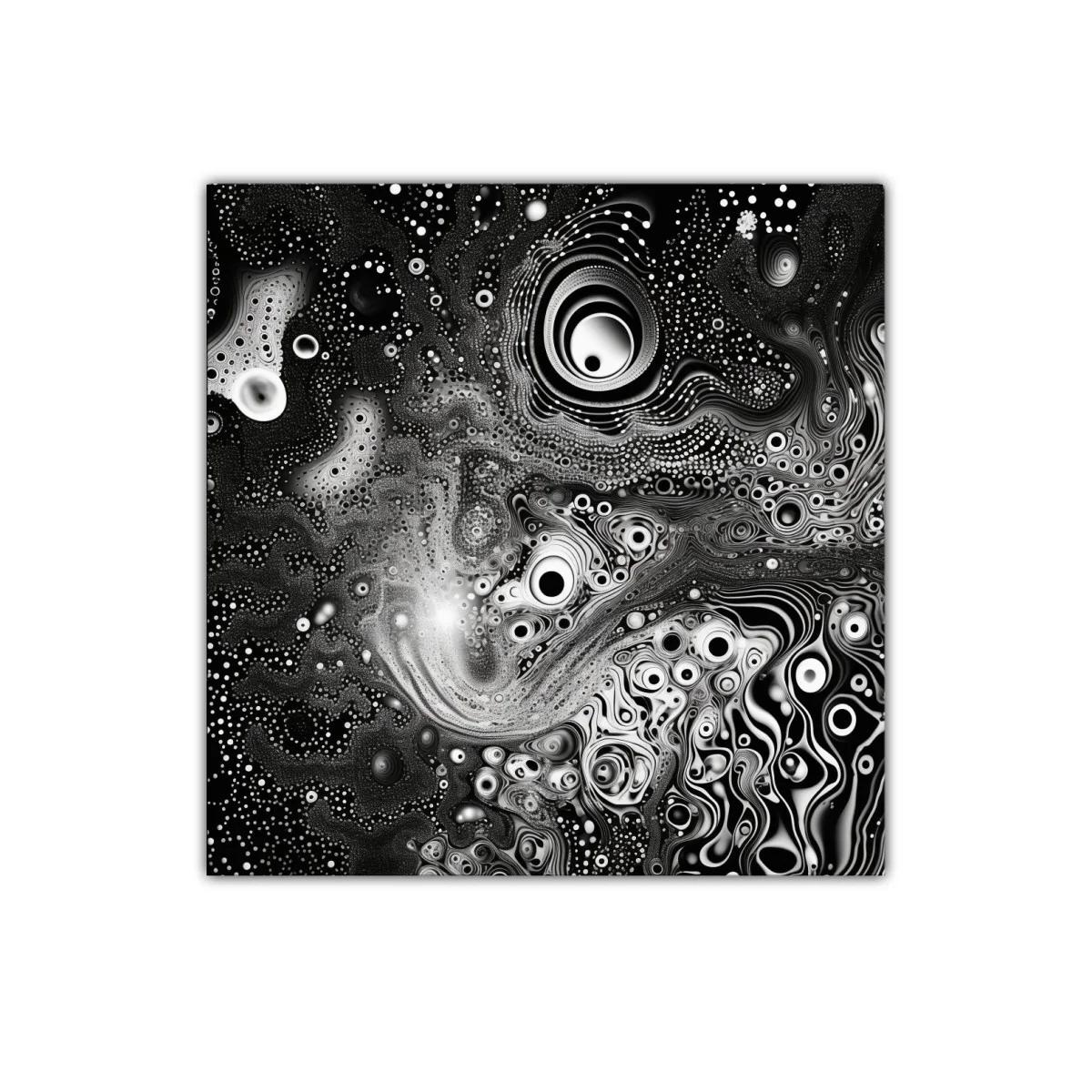 Cuadro abstracto en blanco y negro con formas orgánicas — imagen principal