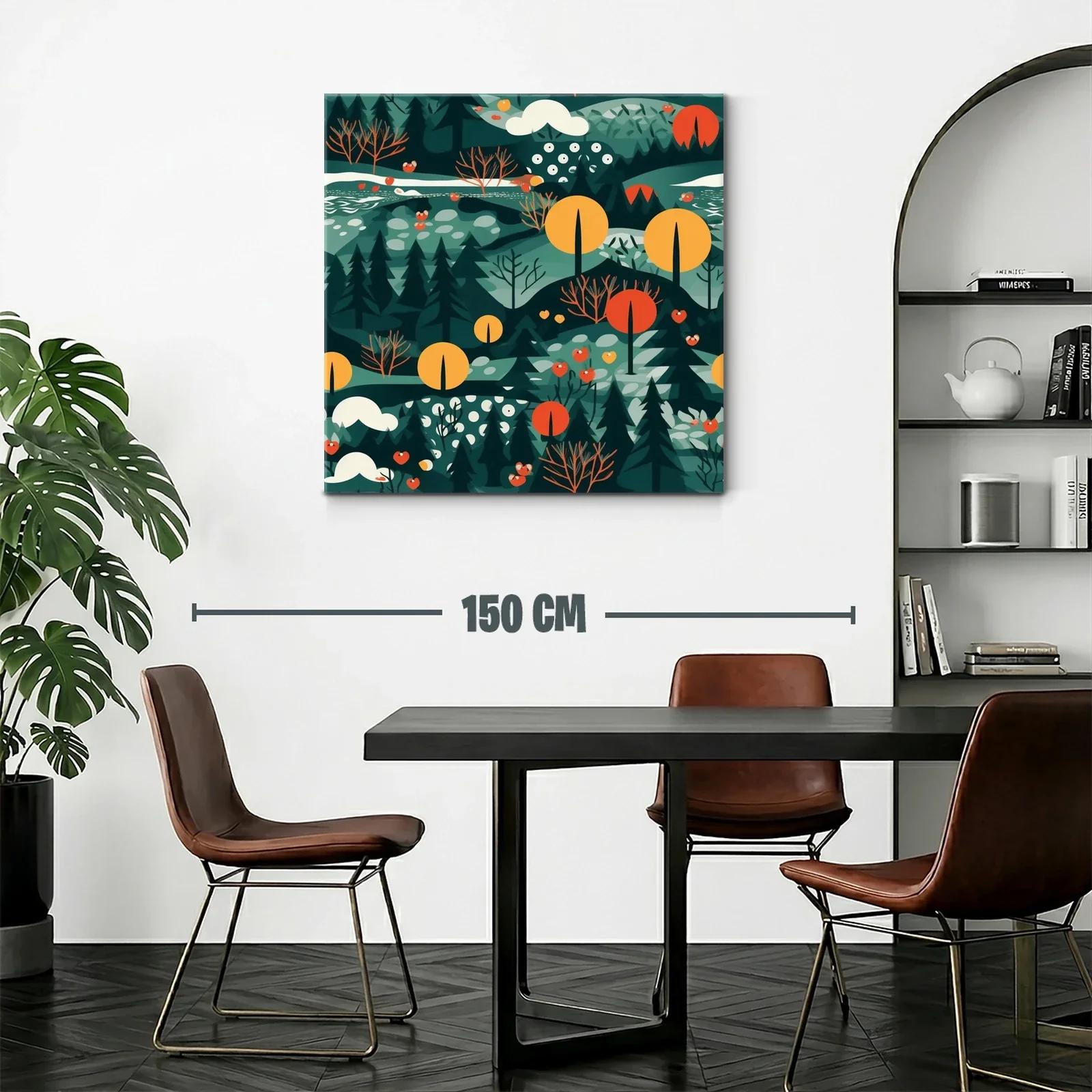 Paisaje abstracto con árboles en tonos cálidos y verdes — miniatura 2
