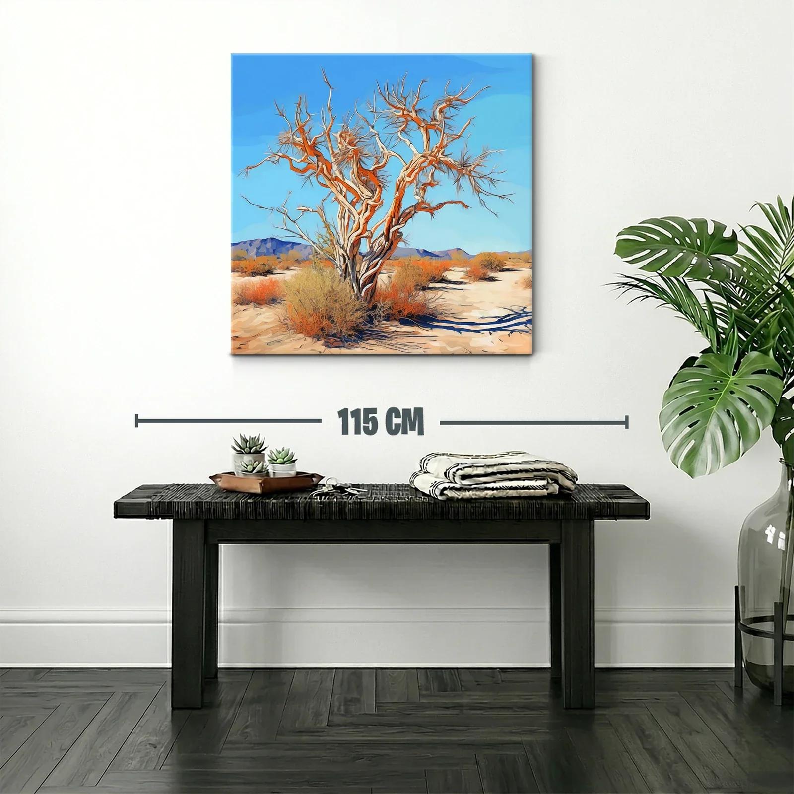 Árbol retorcido en paisaje desértico bajo cielo azul claro — miniatura 2