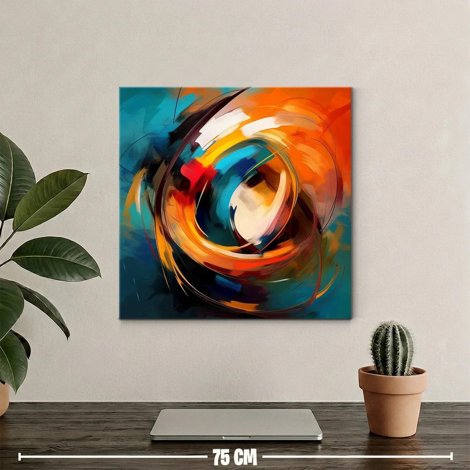 Cuadro Abstracto con Vibrantes Tonos Naranjas y Azules — miniatura 2