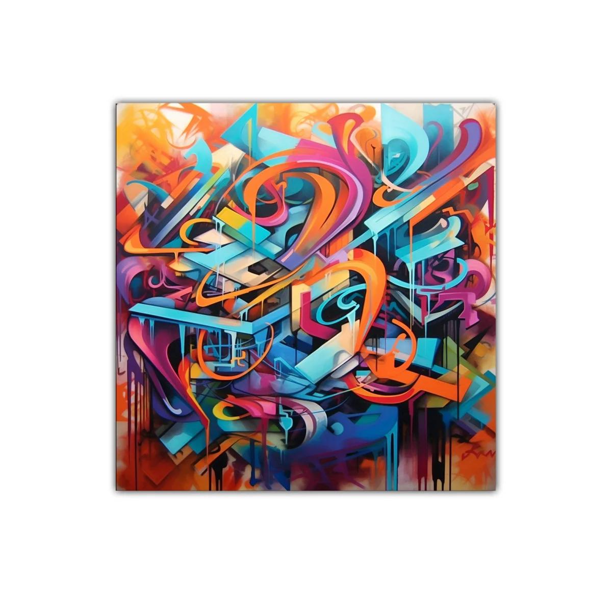 Obra abstracta vibrante con colores intensos y dinamismo