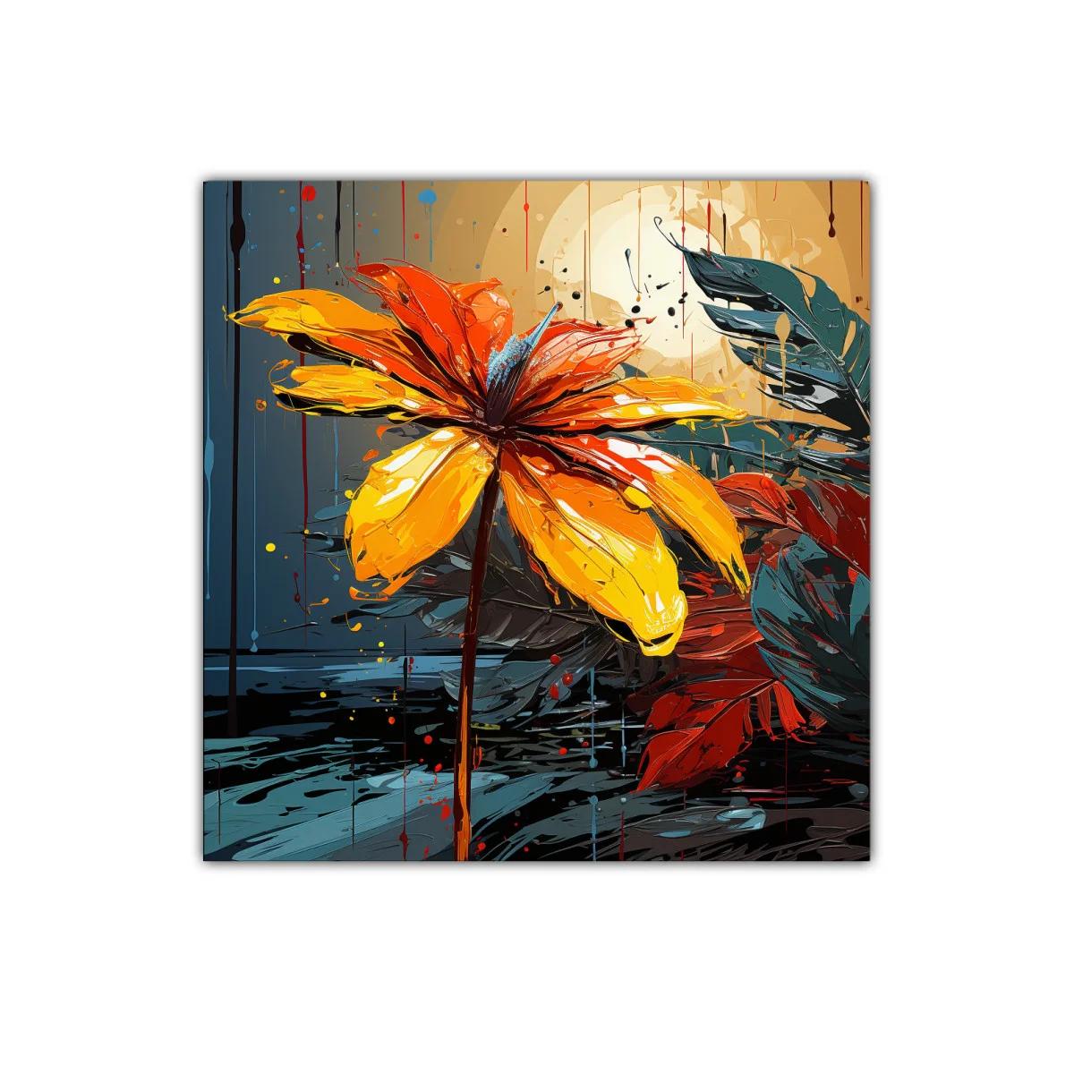 Flor vibrante con tonos cálidos y fondo nocturno — imagen principal
