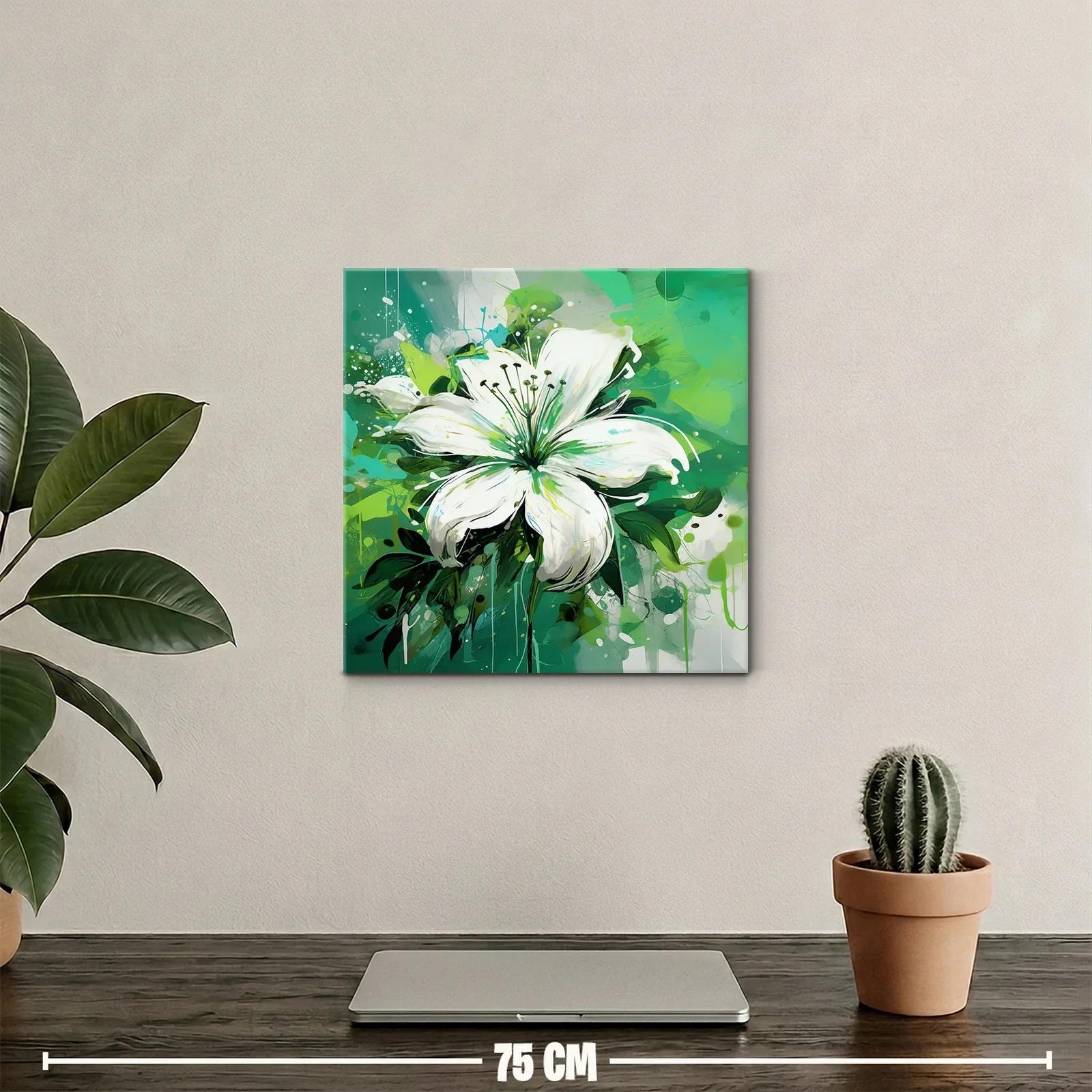 Imponente flor blanca sobre fondo verde vibrante — miniatura 2