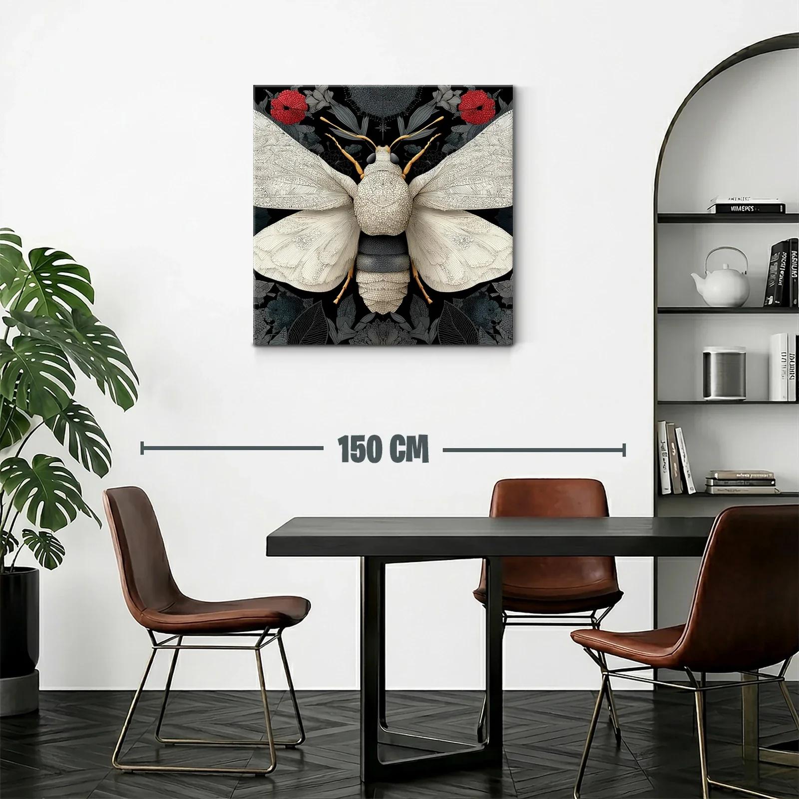 Mariposa Blanca sobre Fondo Floral en Tonos Oscuros — miniatura 2
