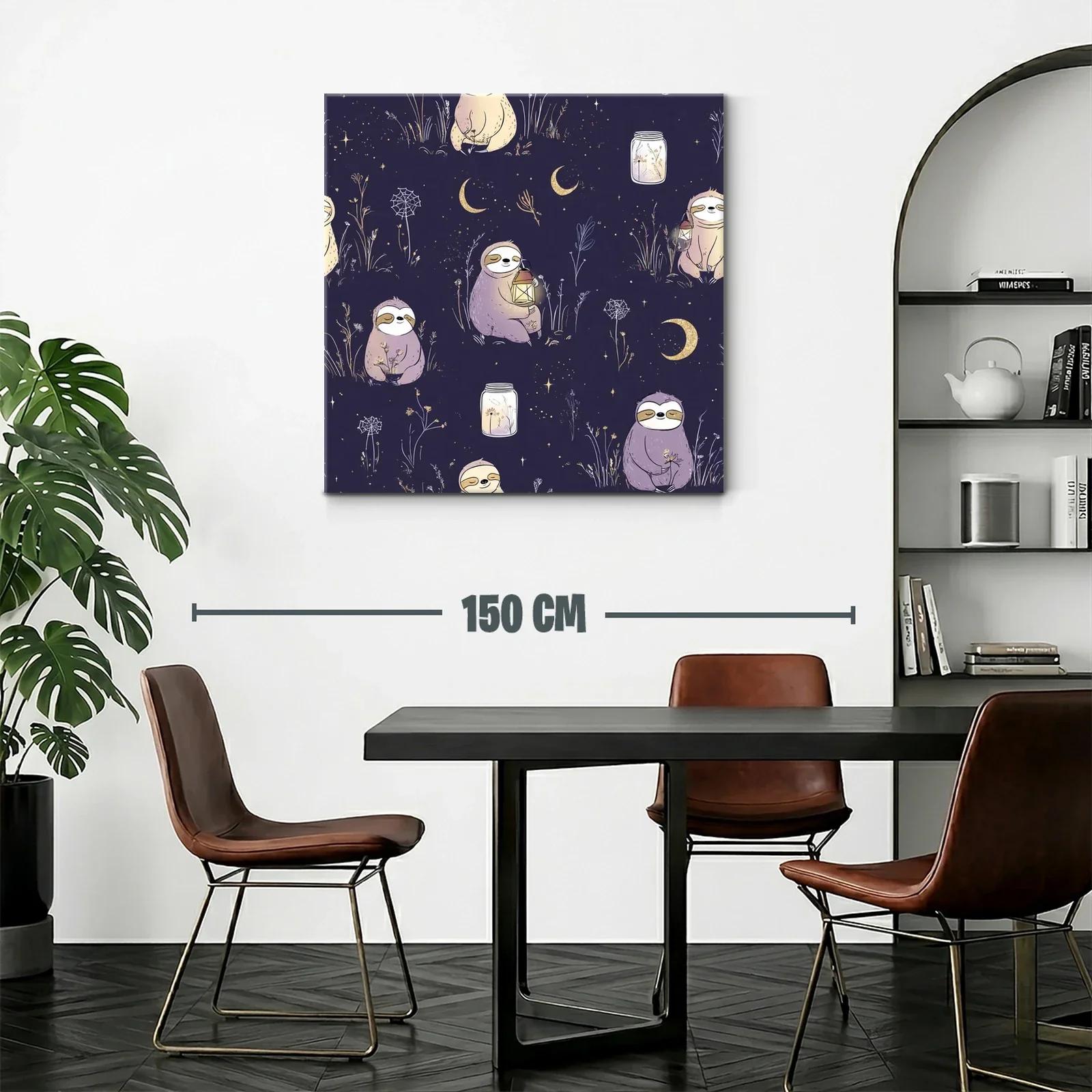 Cuadro infantil con perezosos y lunares dorados para habitación — miniatura 2